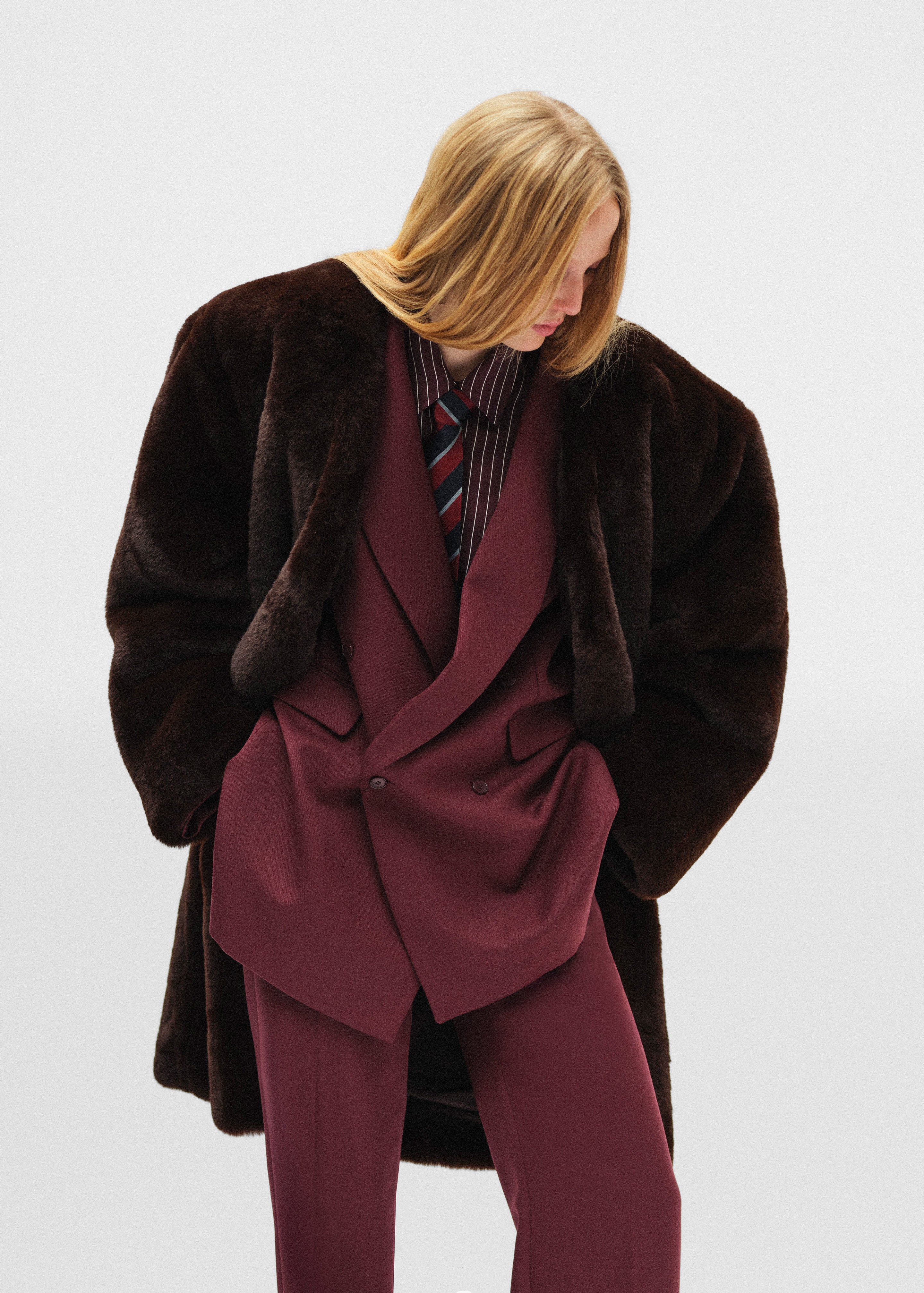 Monterey Structured Wool Blazer - Burgundy - 1
