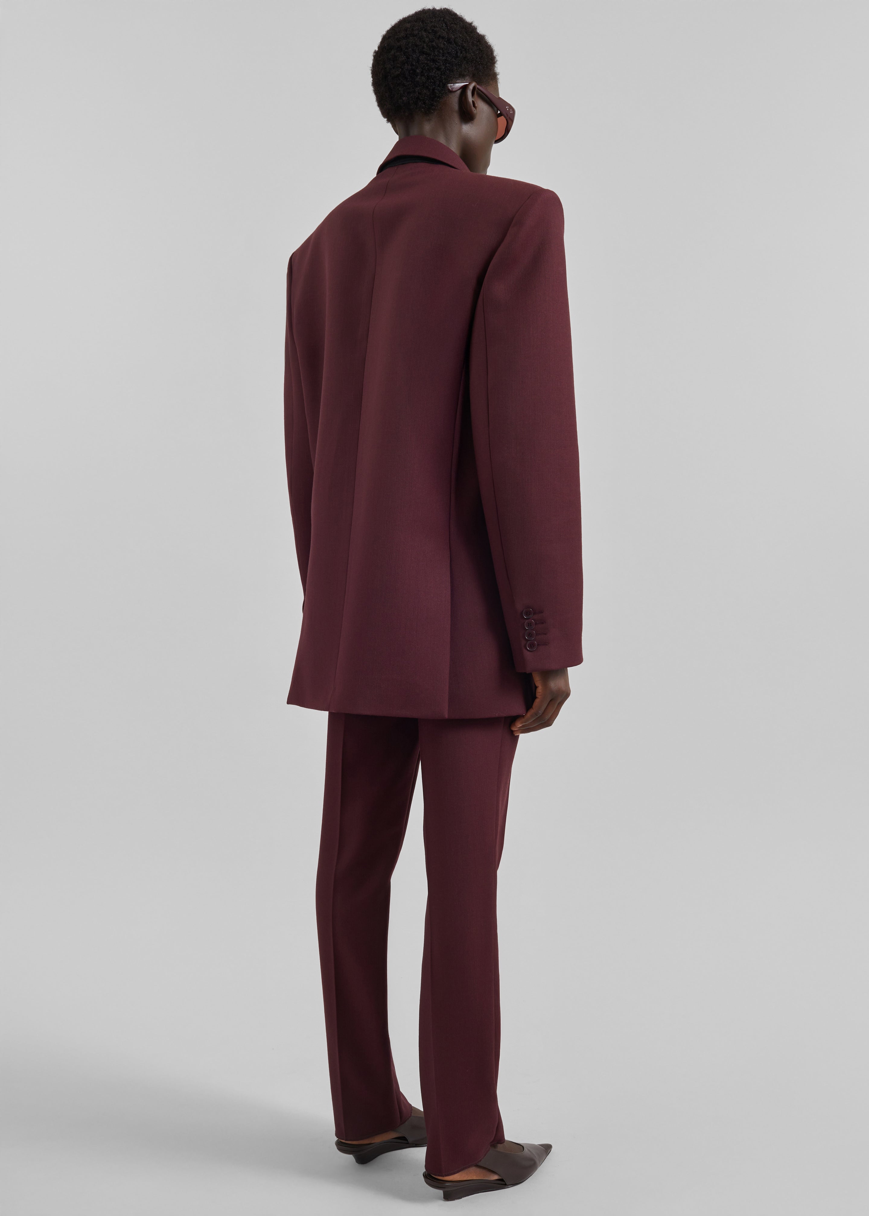 Monterey Structured Wool Blazer - Burgundy - 9