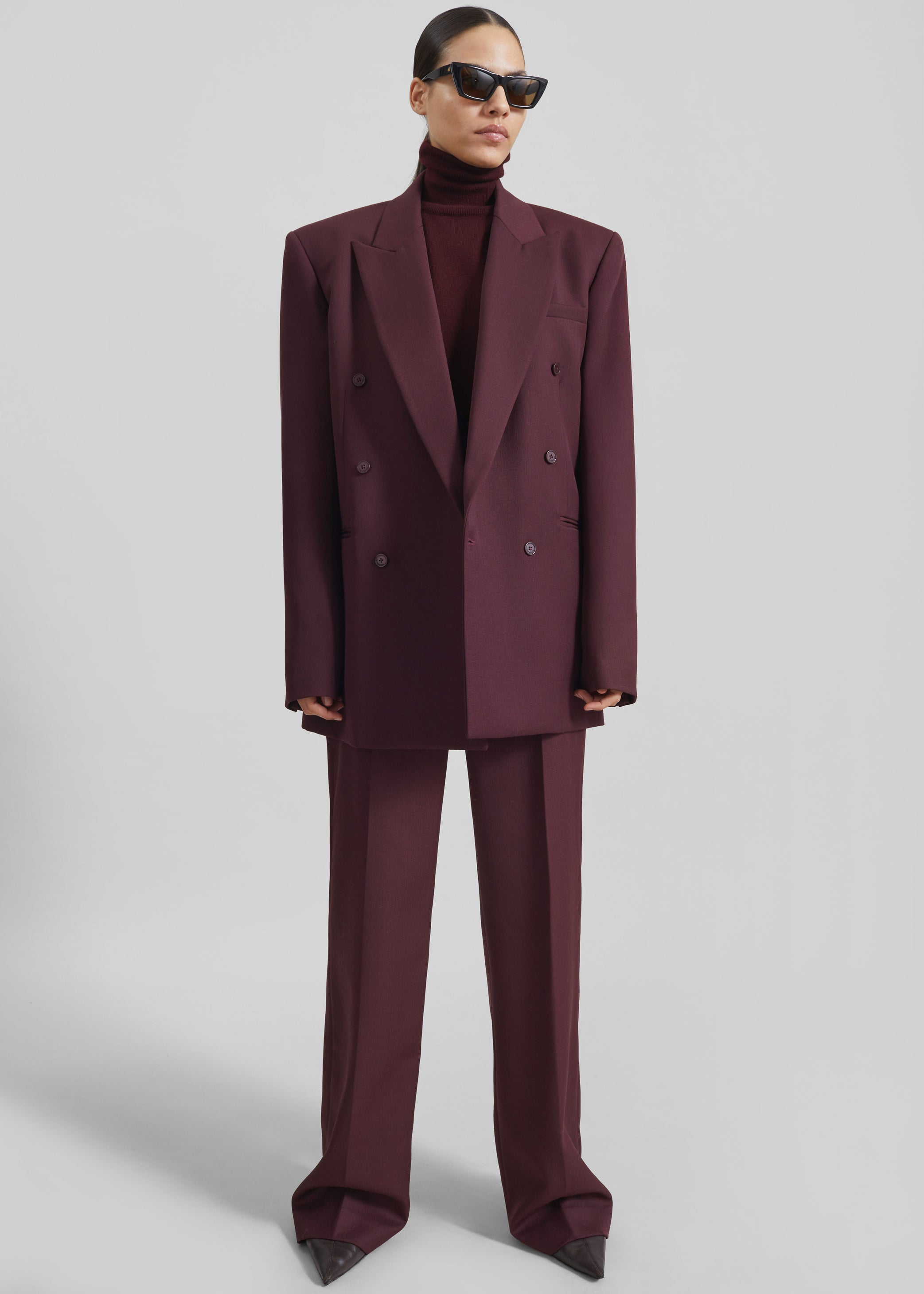 Shop the look image for Monterey Structured Wool Blazer - Burgundy