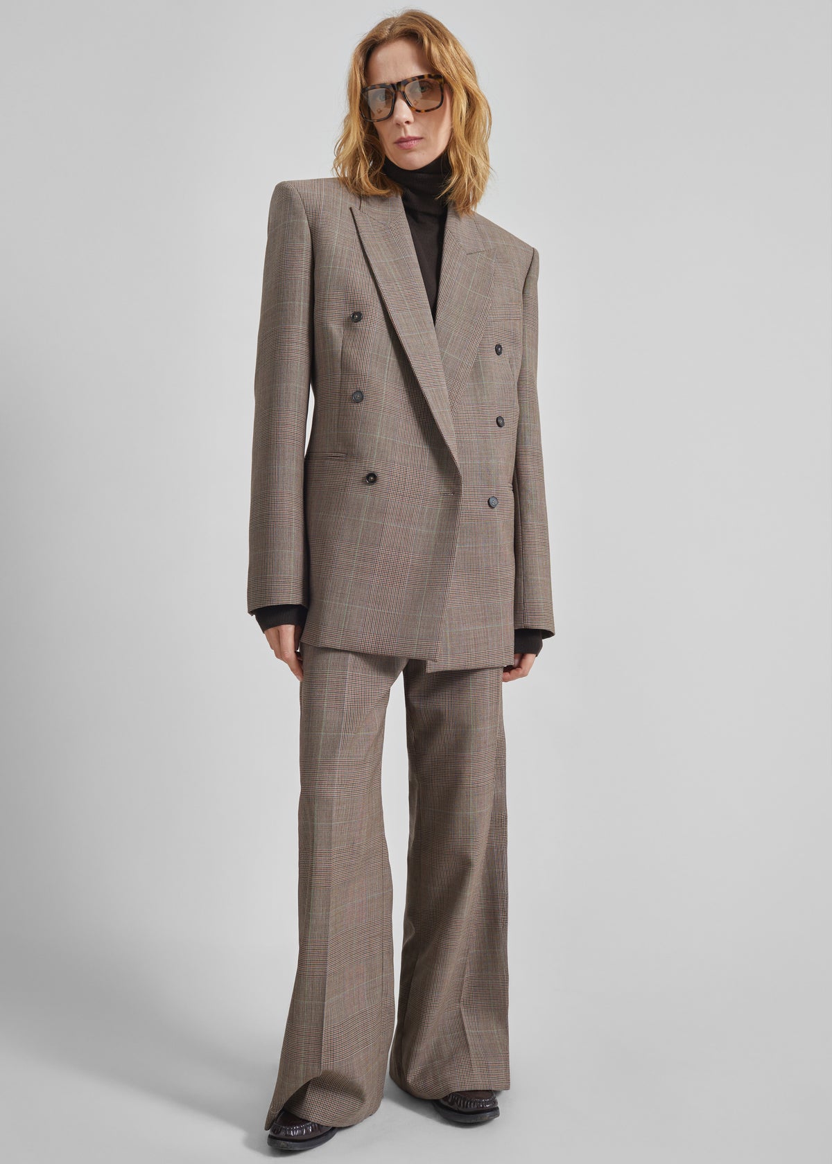 Monterey Structured Wool Blazer - Brown Glen Plaid