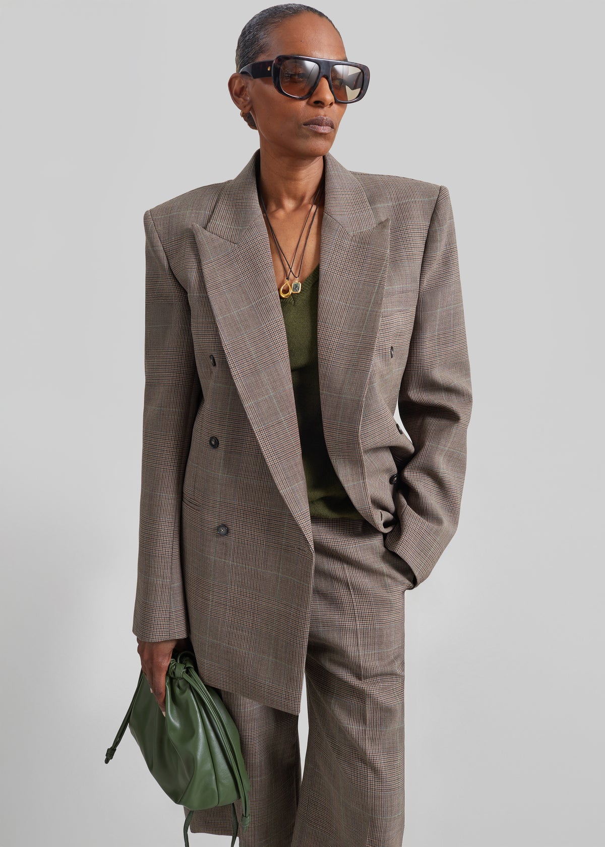 Monterey Structured Wool Blazer - Brown Glen Plaid