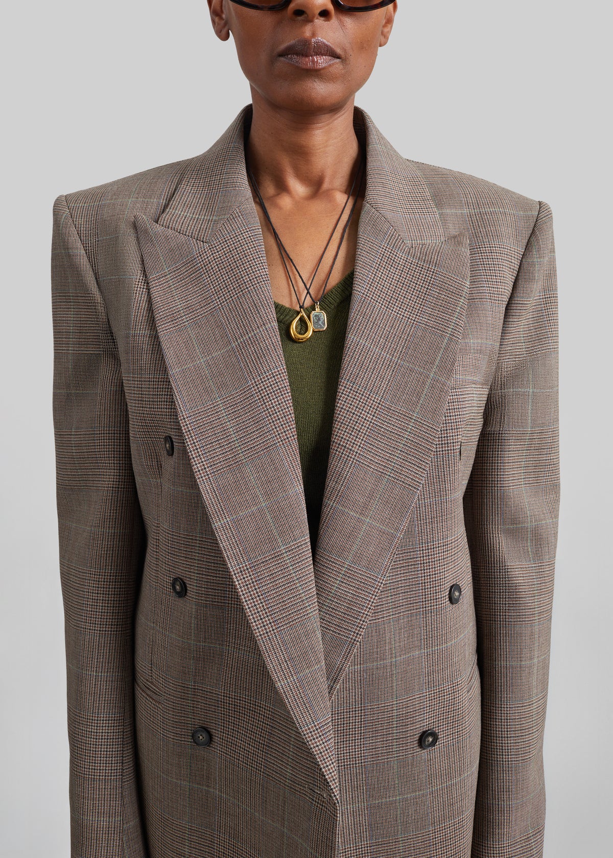 Monterey Structured Wool Blazer - Brown Glen Plaid