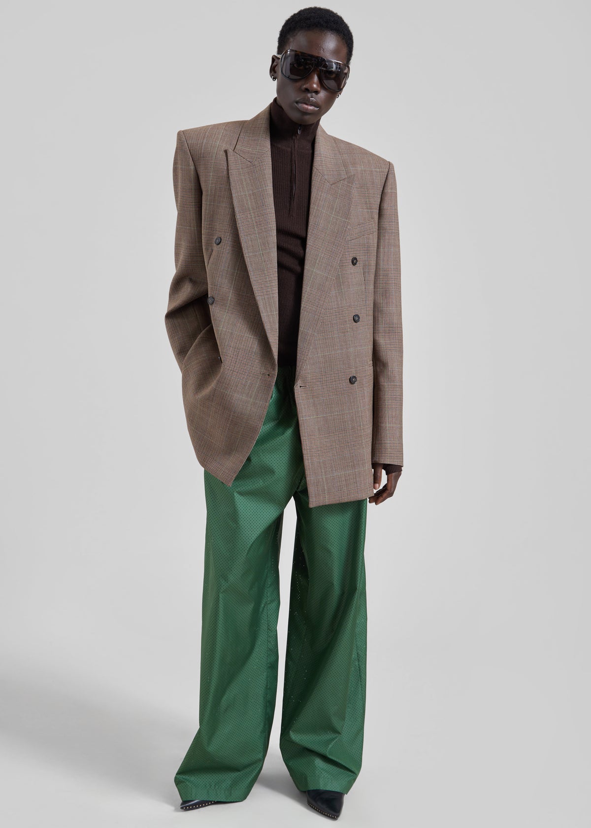 Monterey Structured Wool Blazer - Brown Glen Plaid