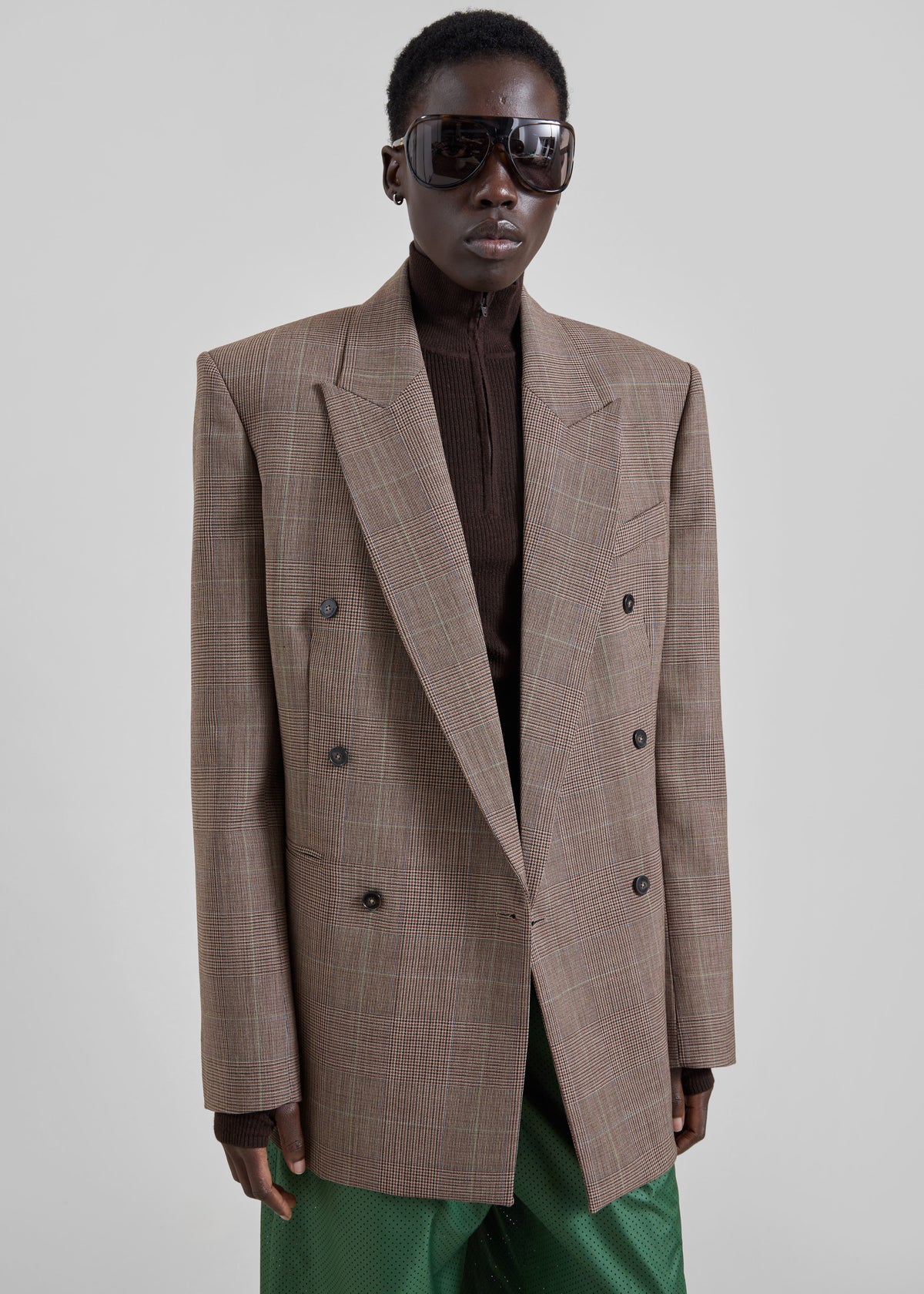 Monterey Structured Wool Blazer - Brown Glen Plaid