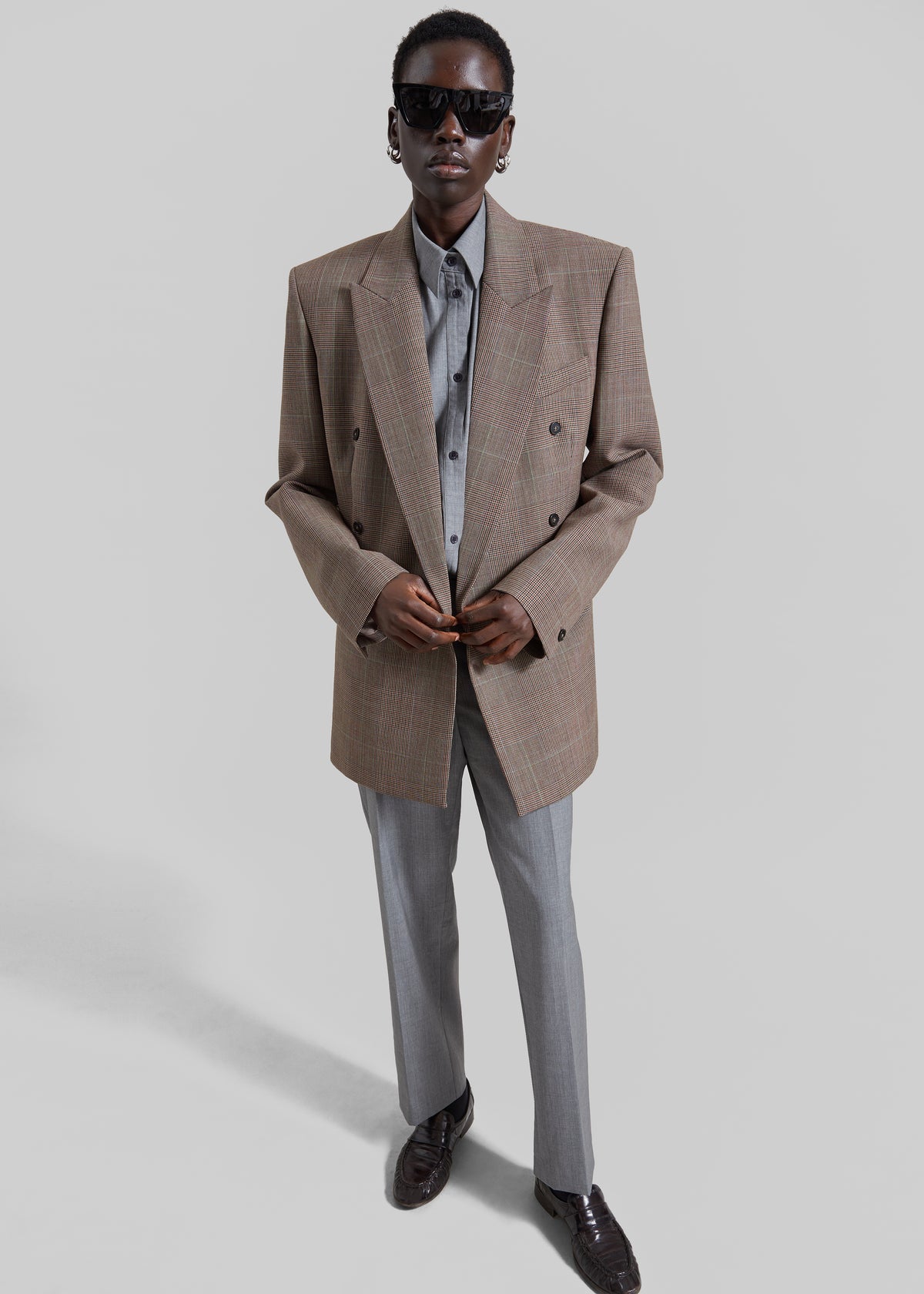 Monterey Structured Wool Blazer - Brown Glen Plaid