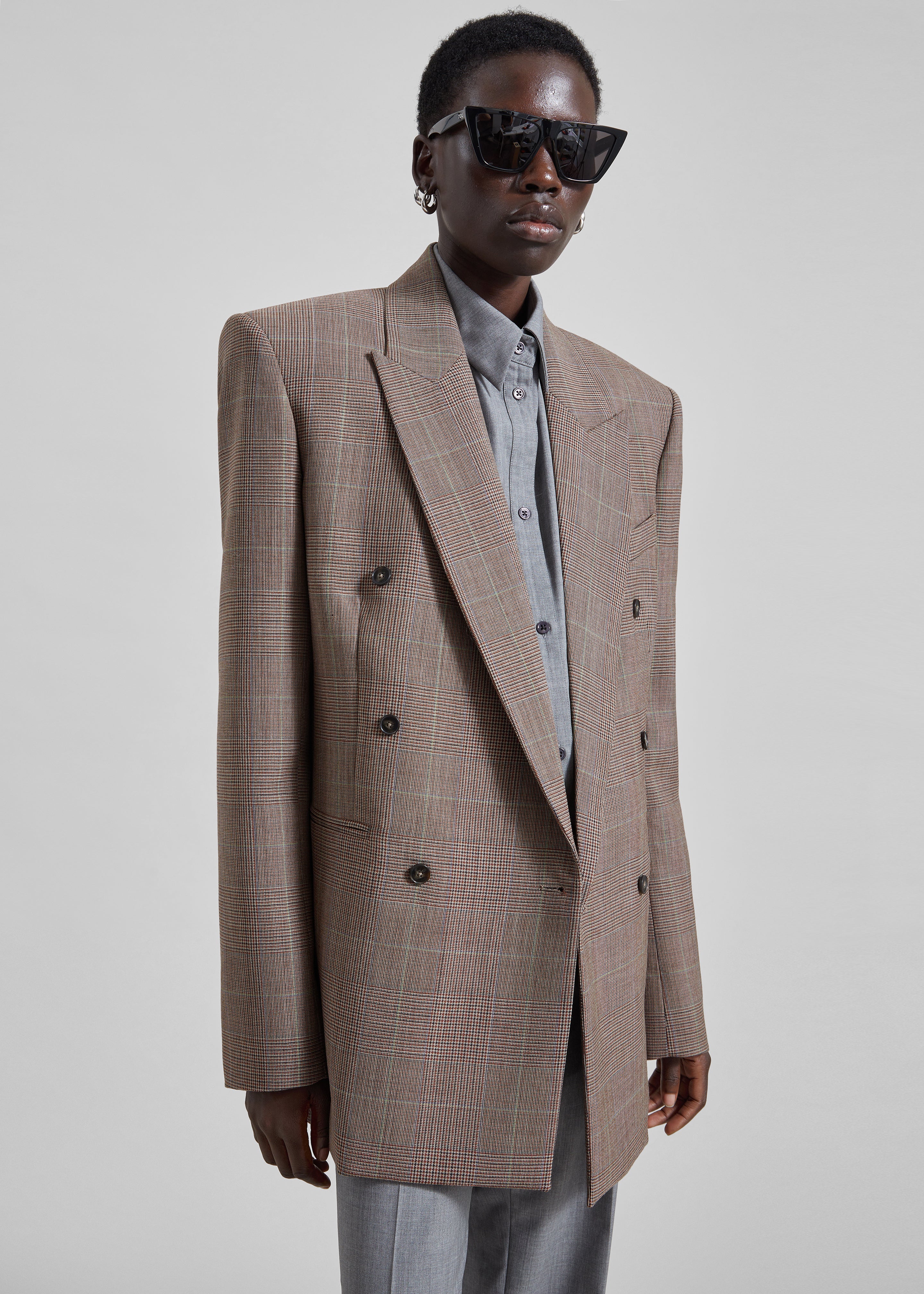 Monterey Structured Wool Blazer - Brown Glen Plaid