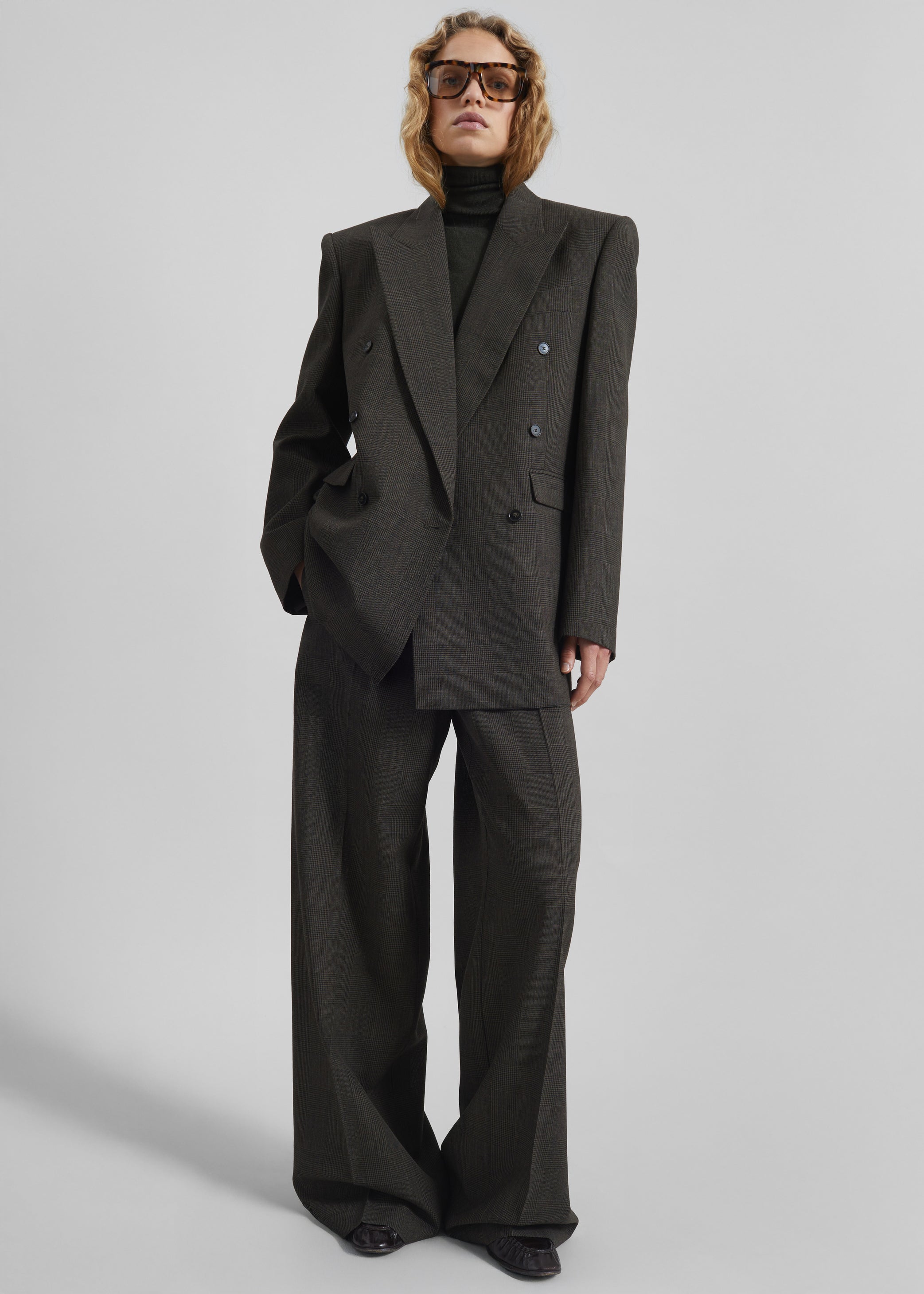 Shop the look image for Monterey Structured Wool Blazer - Olive Glen Plaid