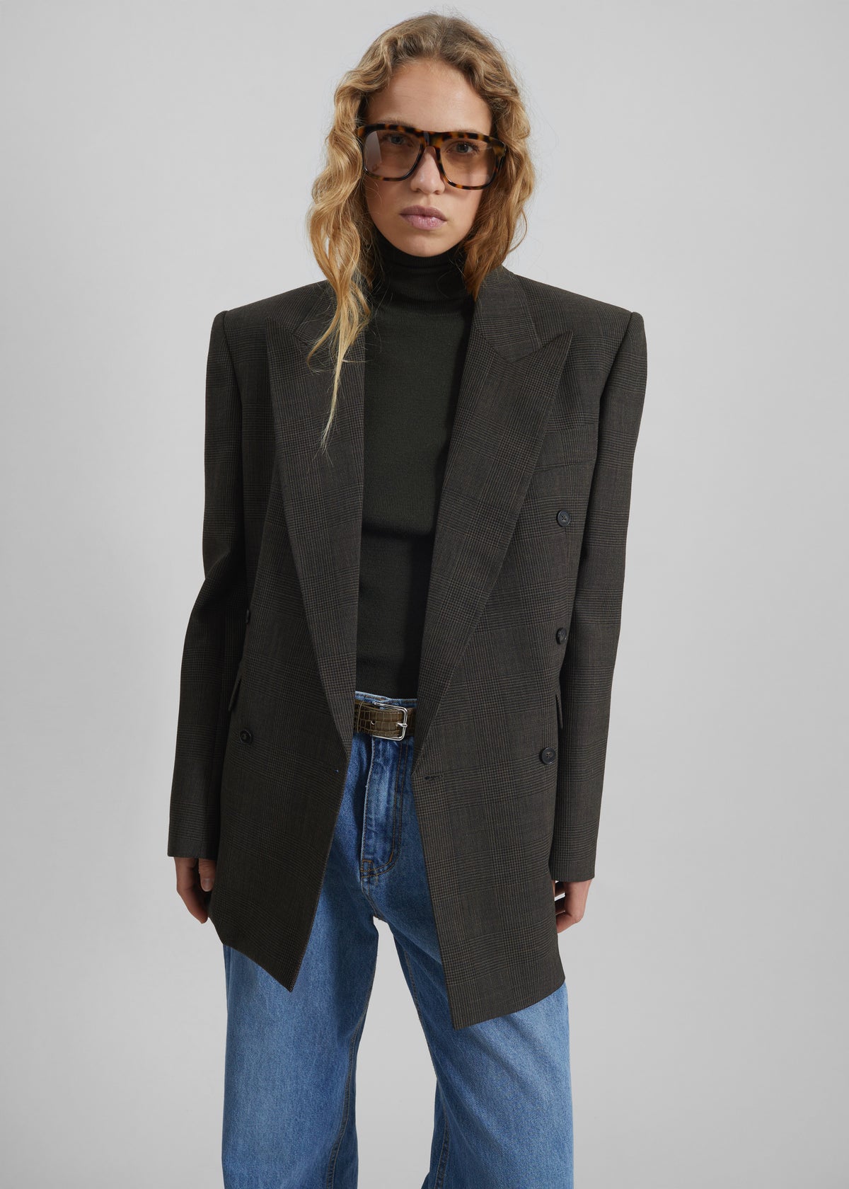 Monterey Structured Wool Blazer - Olive Glen Plaid