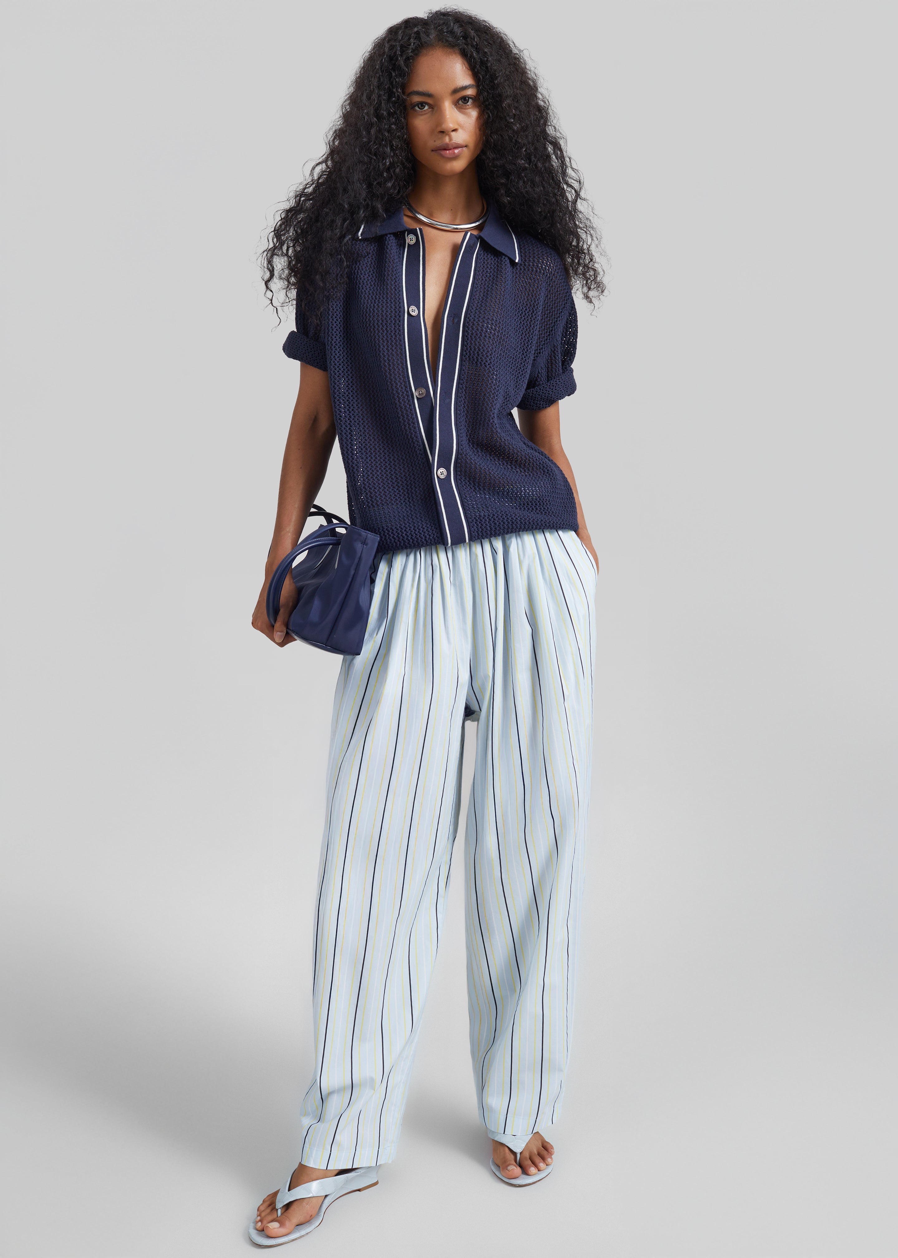 Monza Crochet Knit Cardigan - Navy - 2