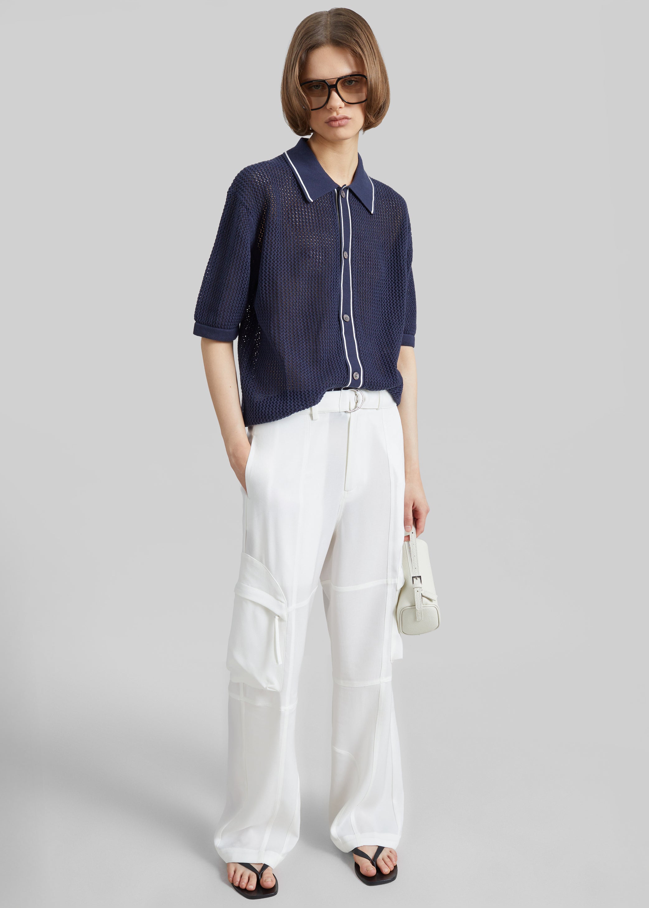 Shop the look image for Monza Crochet Knit Cardigan - Navy