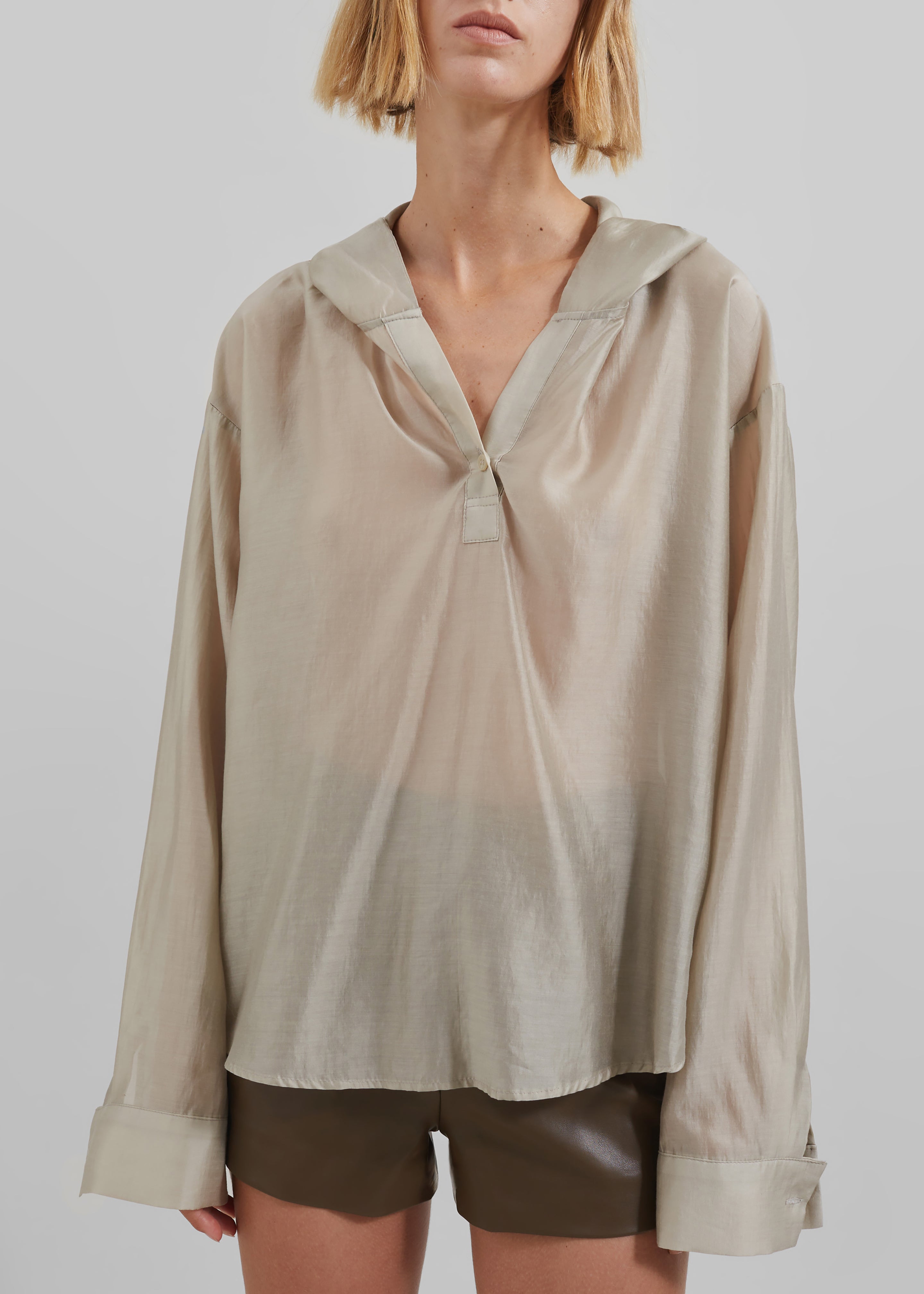 Moraine Hooded Blouse - Beige - 5