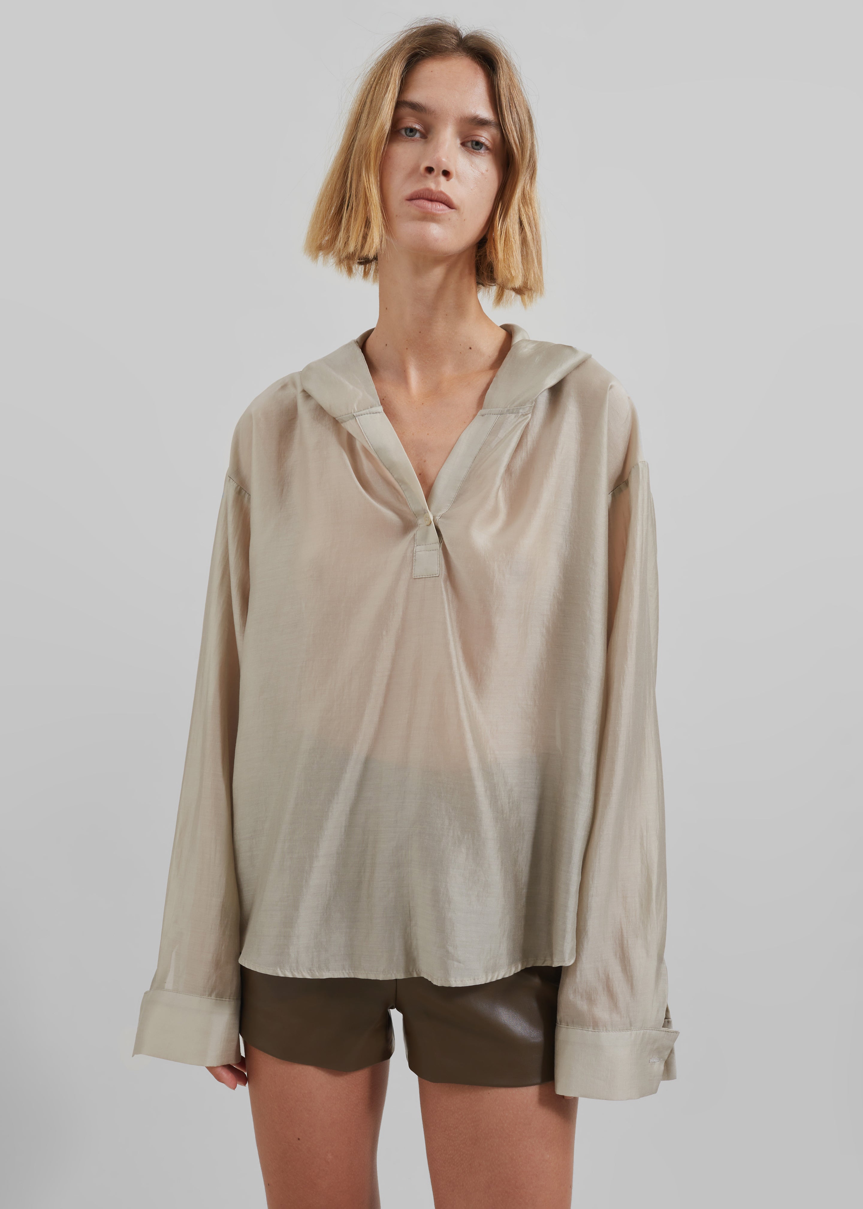 Moraine Hooded Blouse - Beige - 3