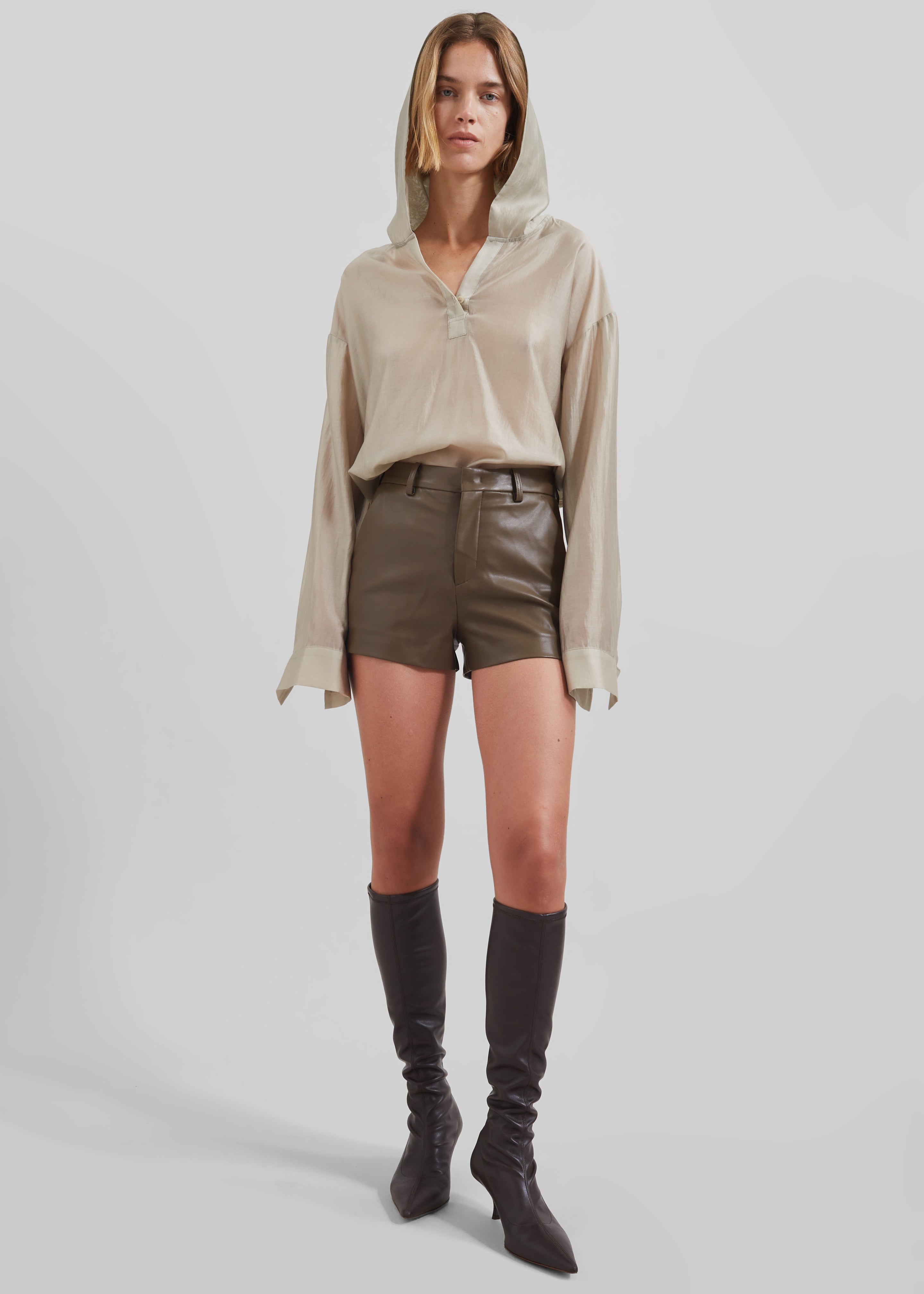 Moraine Hooded Blouse - Beige - 2