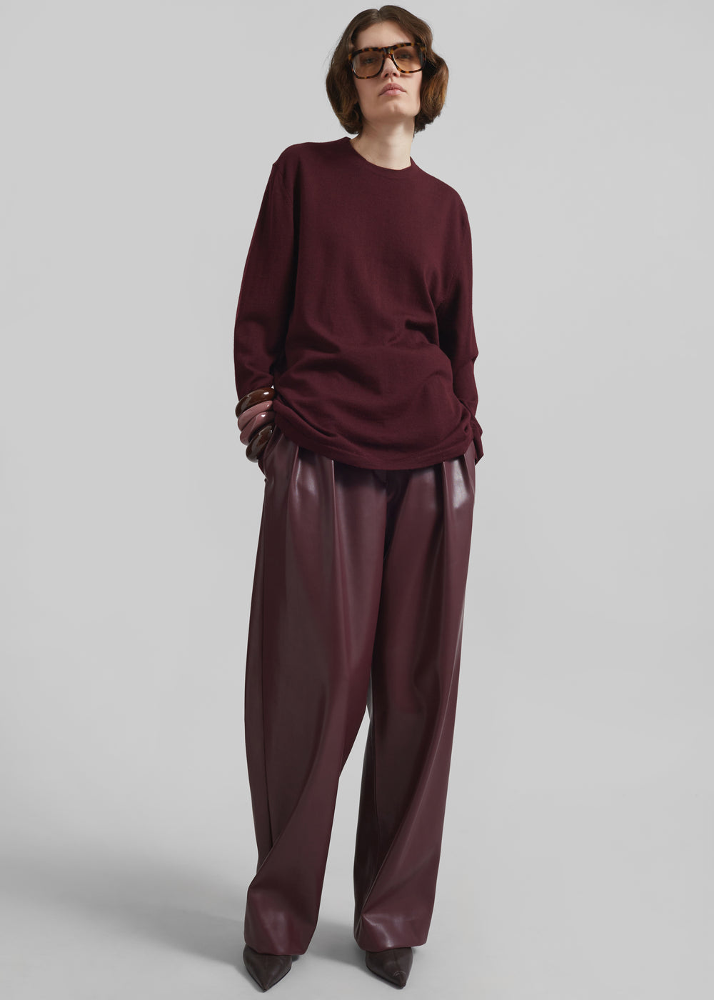 Morang Merino Wool Sweater - Burgundy - 1