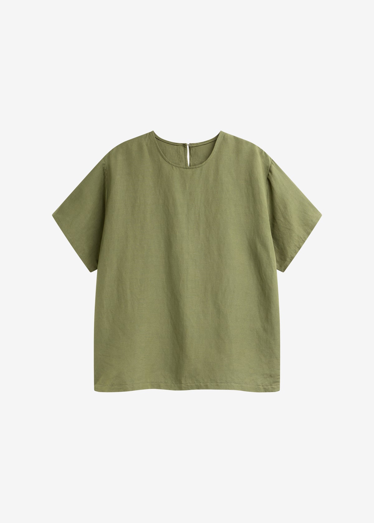 Morat Linen Back Button Top - Olive - 8