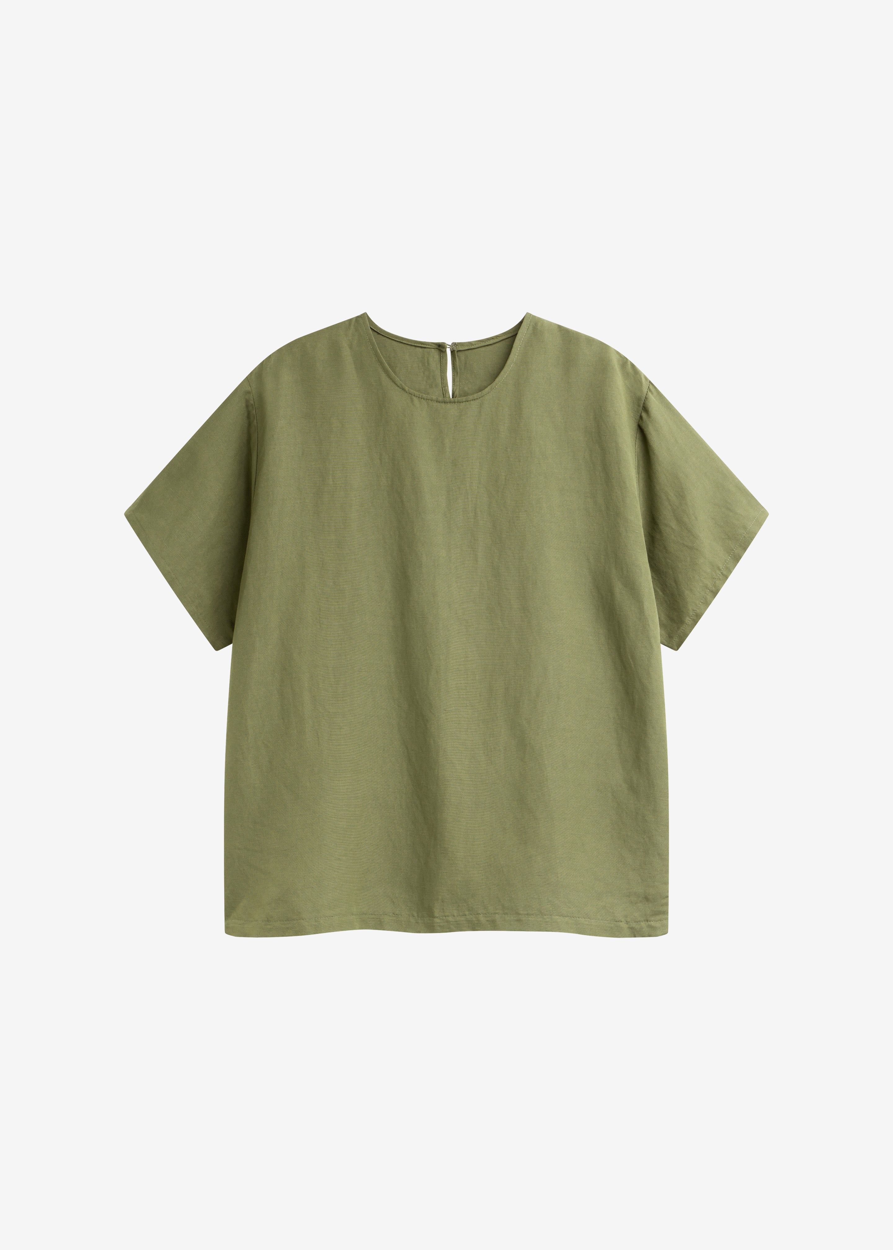 Morat Linen Back Button Top - Olive - 8