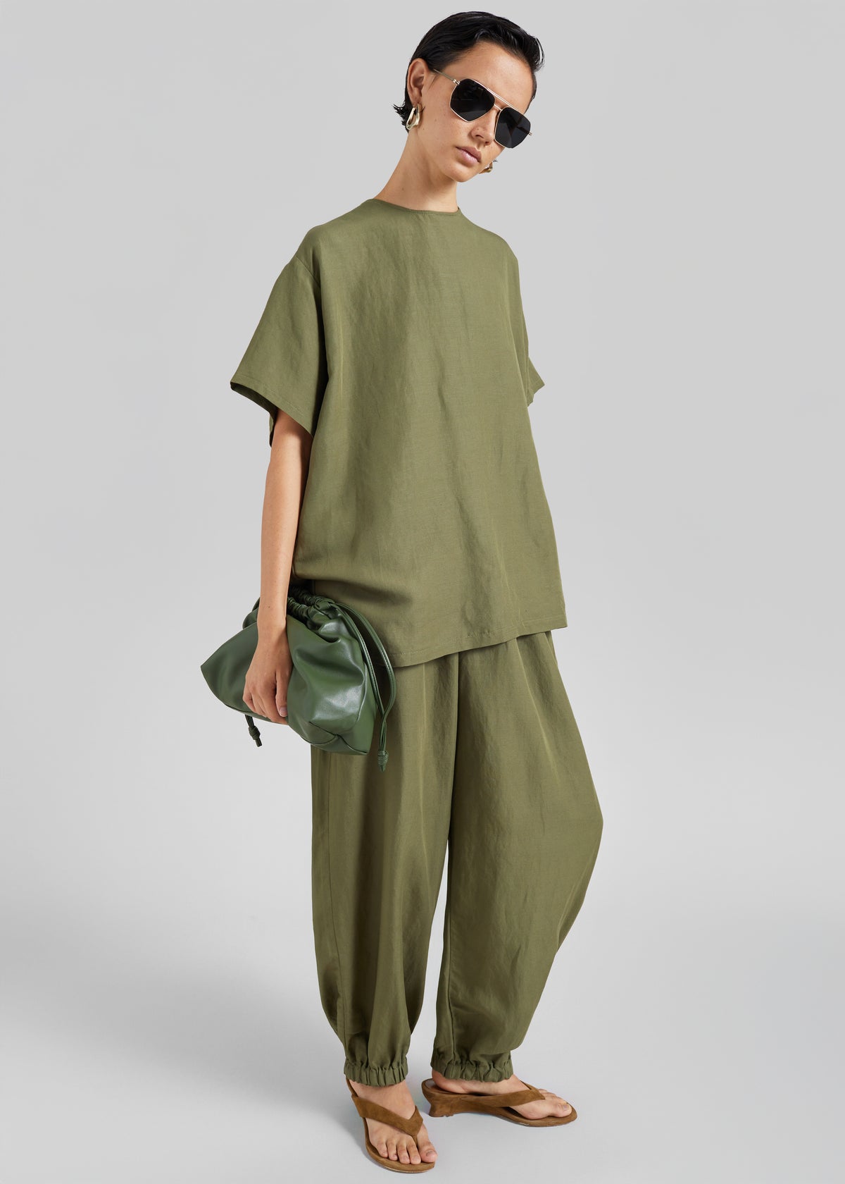 Morat Linen Balloon Pants - Olive - 4