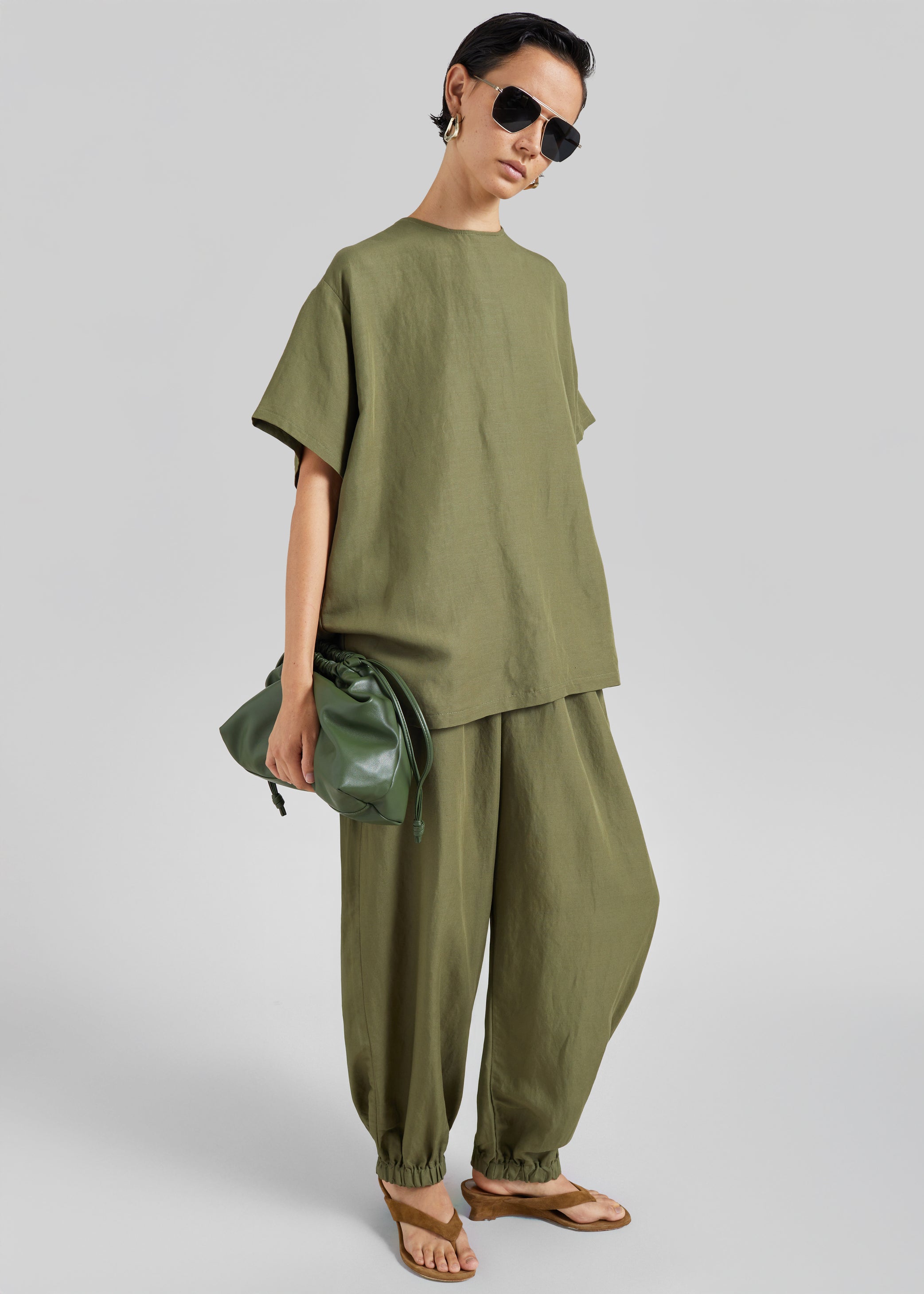 Shop the look image for Morat Linen Balloon Pants - Olive
