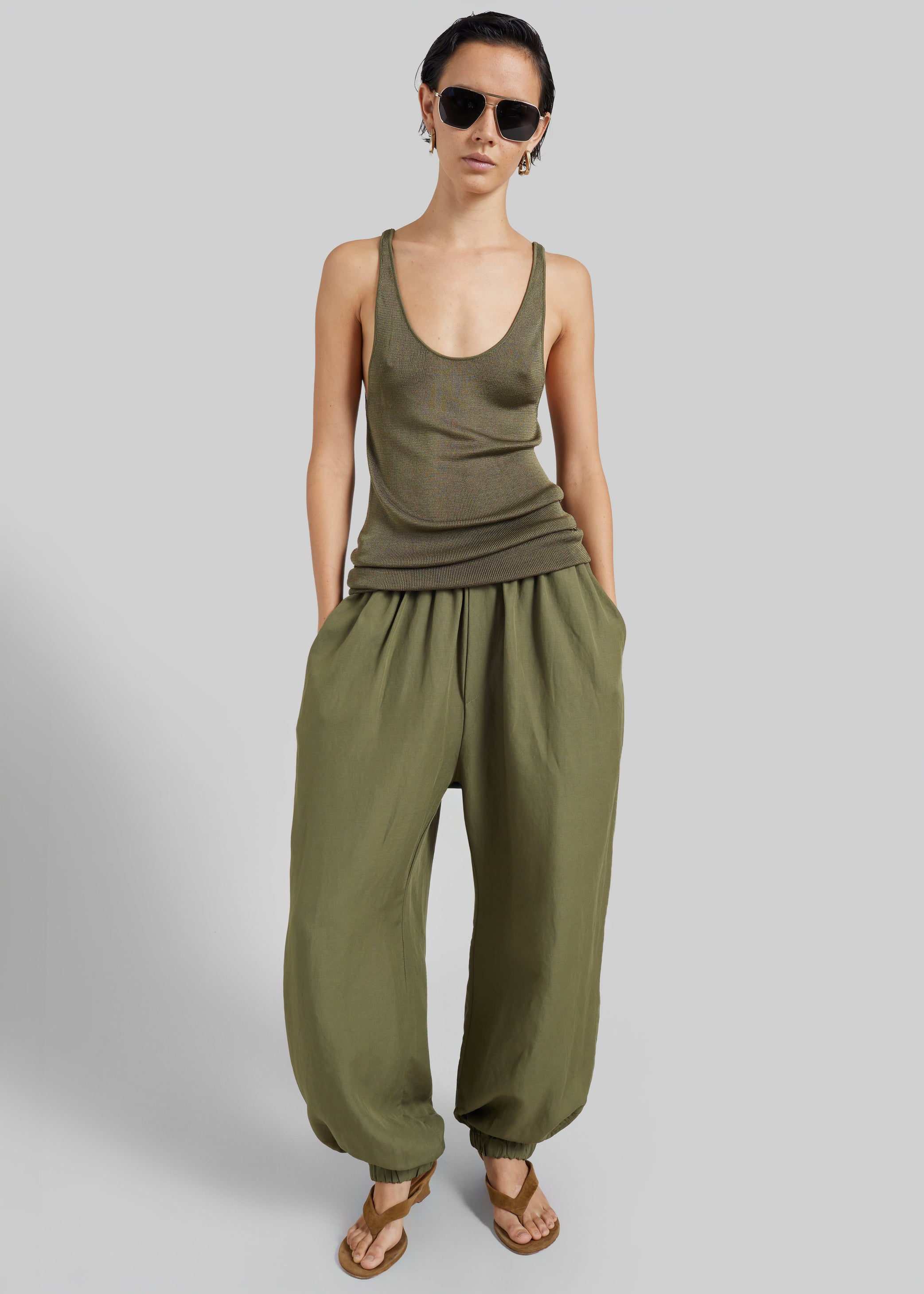 Shop the look image for Morat Linen Balloon Pants - Olive