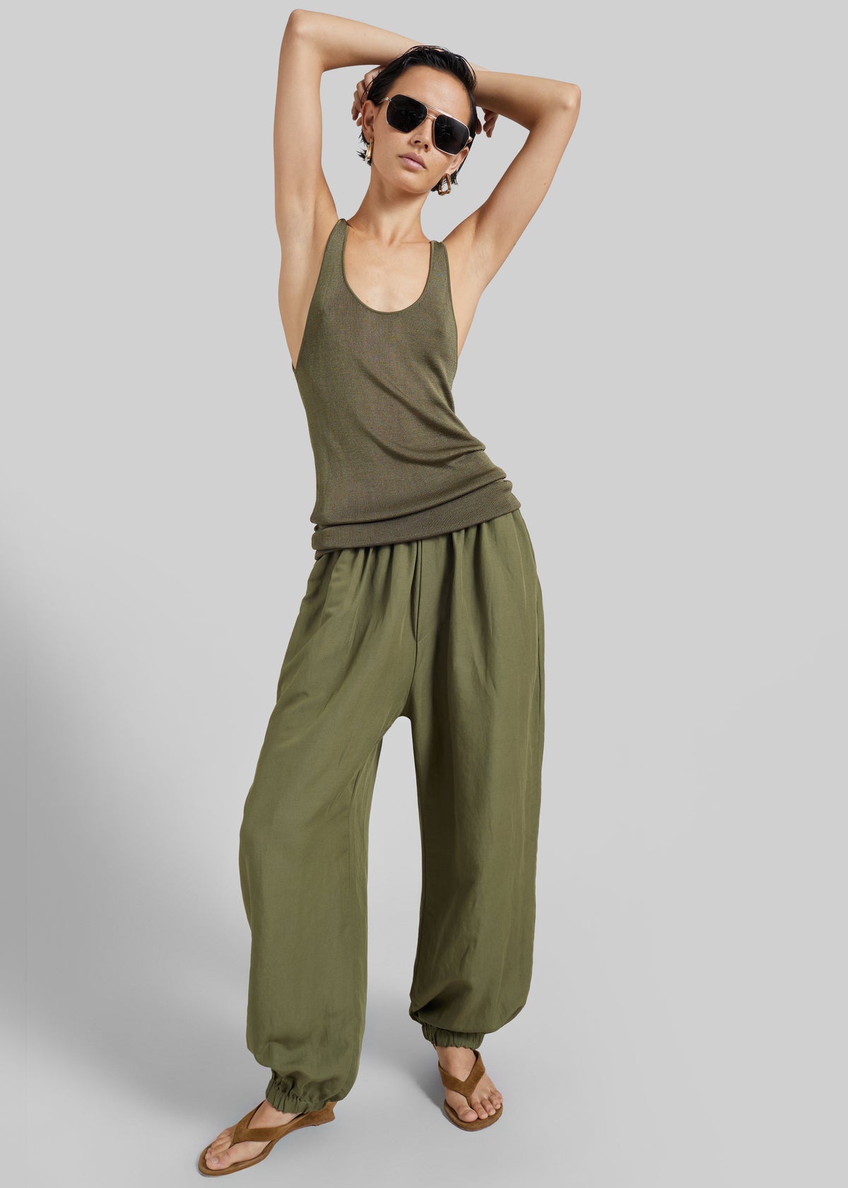 Morat Linen Balloon Pants - Olive - 2