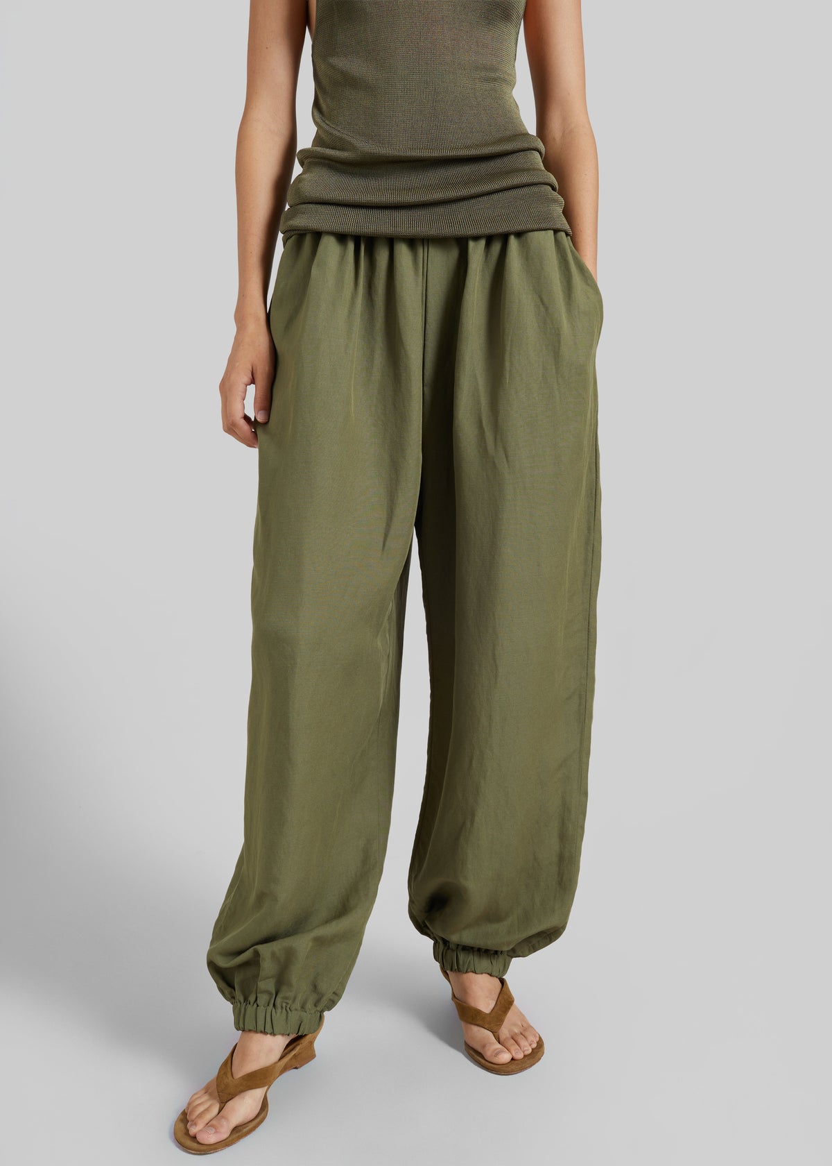 Morat Linen Balloon Pants - Olive - 3