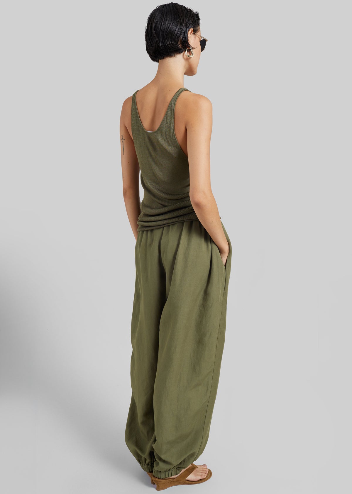 Morat Linen Balloon Pants - Olive - 7