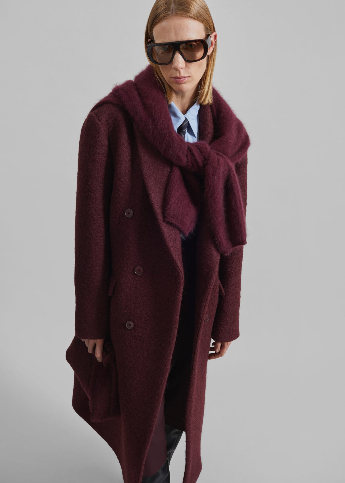 Morgan Boucle Small Pouch - Burgundy