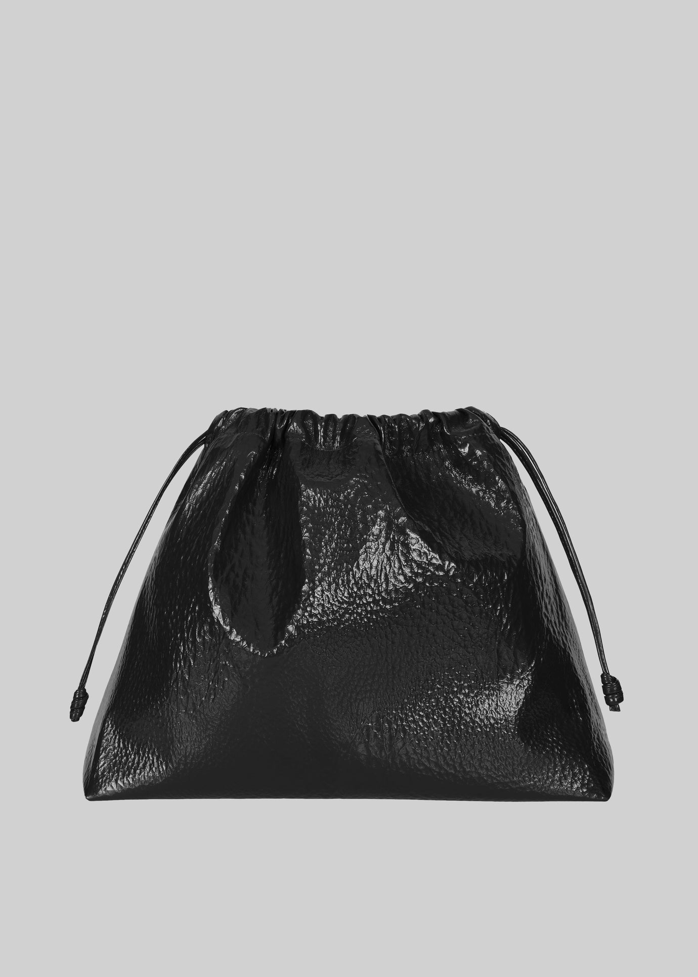 Morgan Crackled Faux Leather Large Pouch - Black - 1