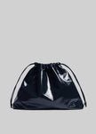 Morgan Crackled Faux Leather Large Pouch - Navy