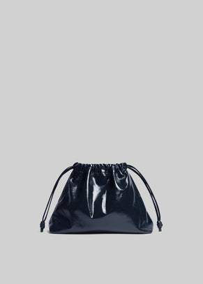 Morgan Crackled Faux Leather Small Pouch - Navy