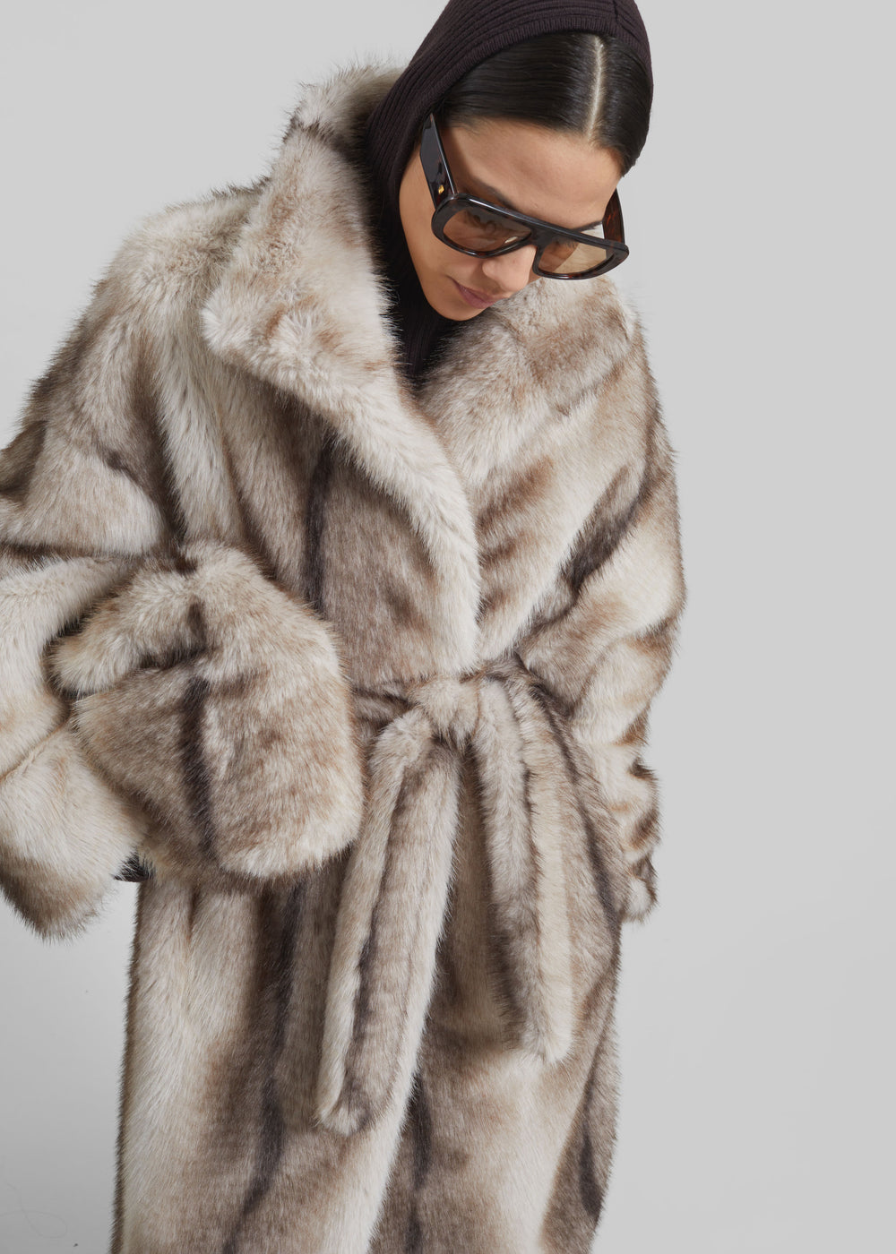 Morgan Faux Fur Small Pouch - Grey - 1