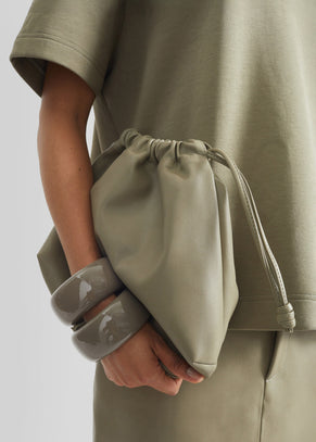 Morgan Faux Leather Small Pouch - Sage