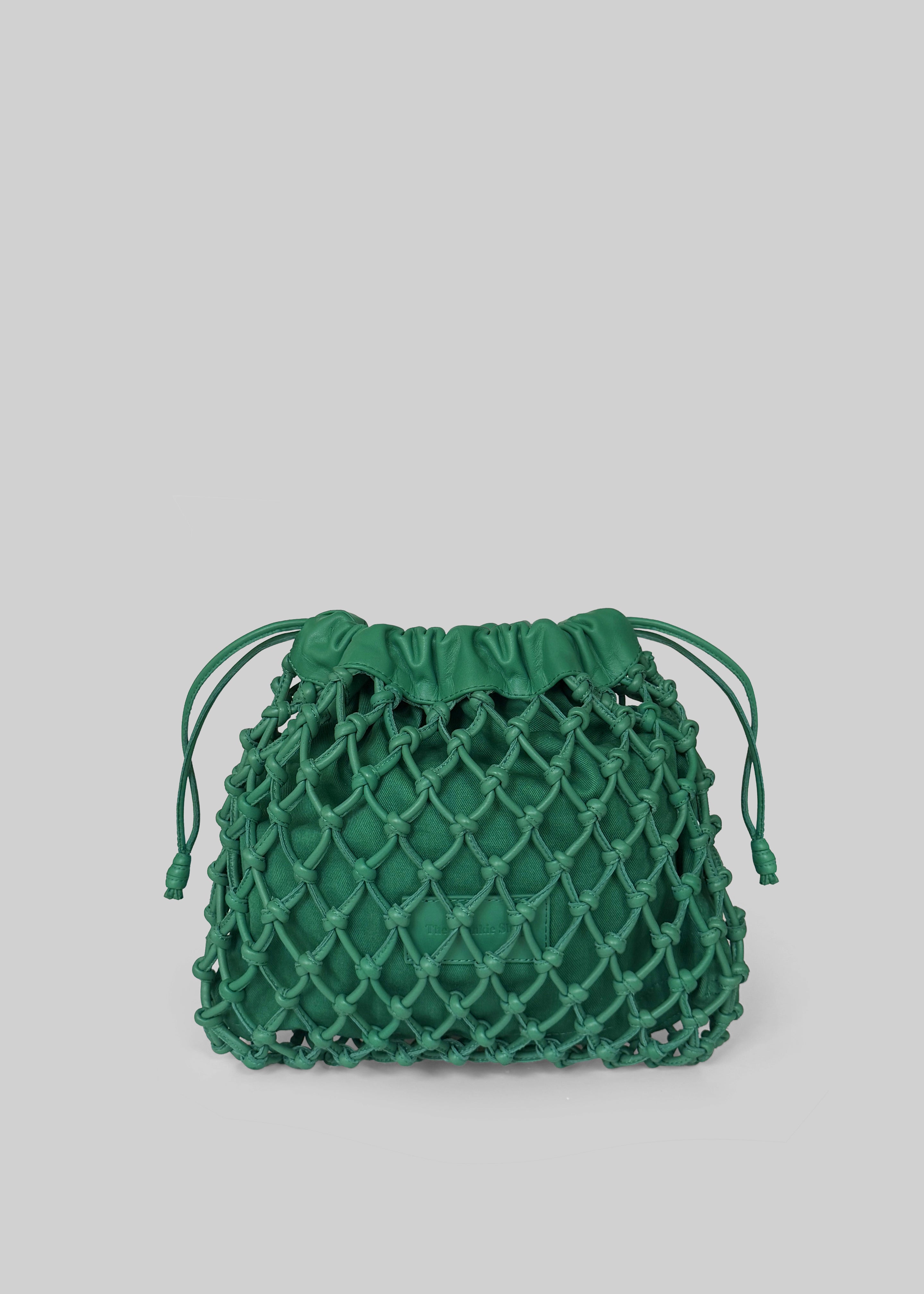Morgan Leather Macrame Small Pouch - Emerald – The Frankie Shop