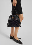 Morgan Leather Macrame Small Pouch - Black