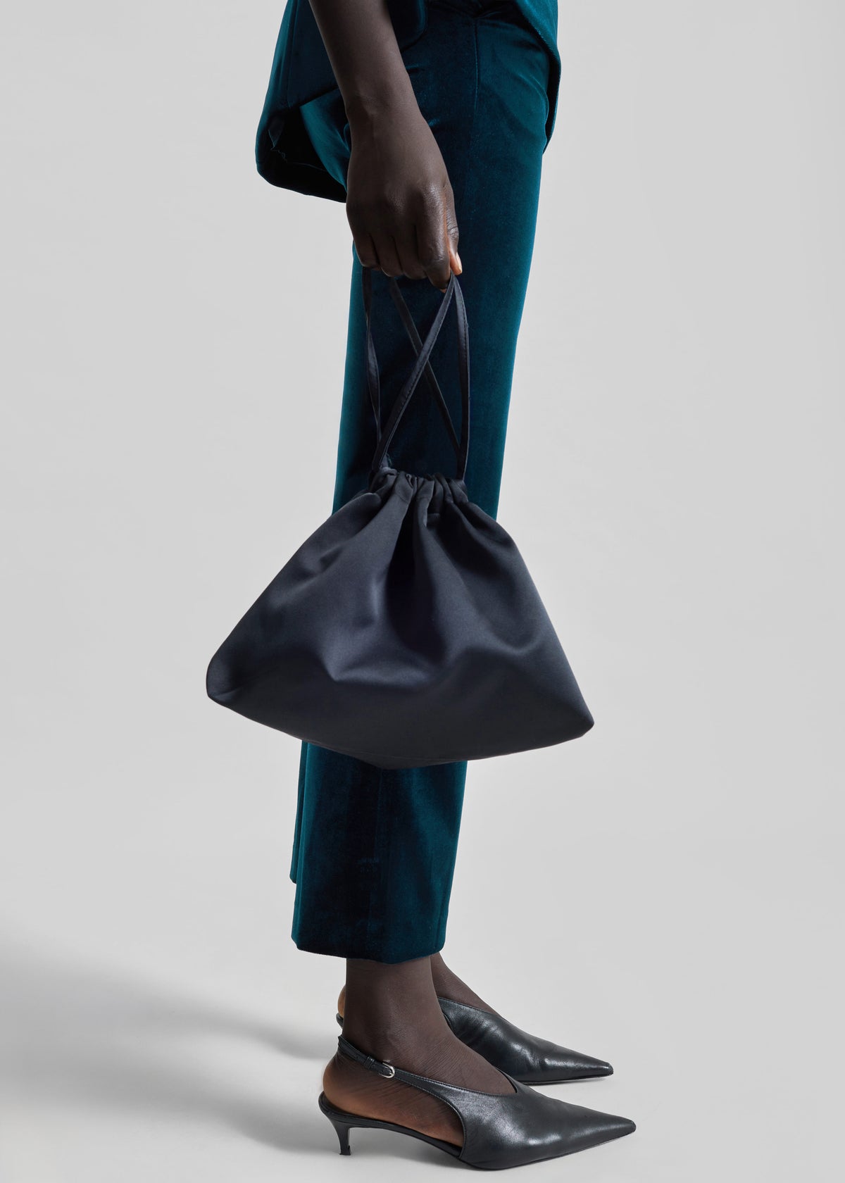 Morgan Satin Small Pouch - Black - 3