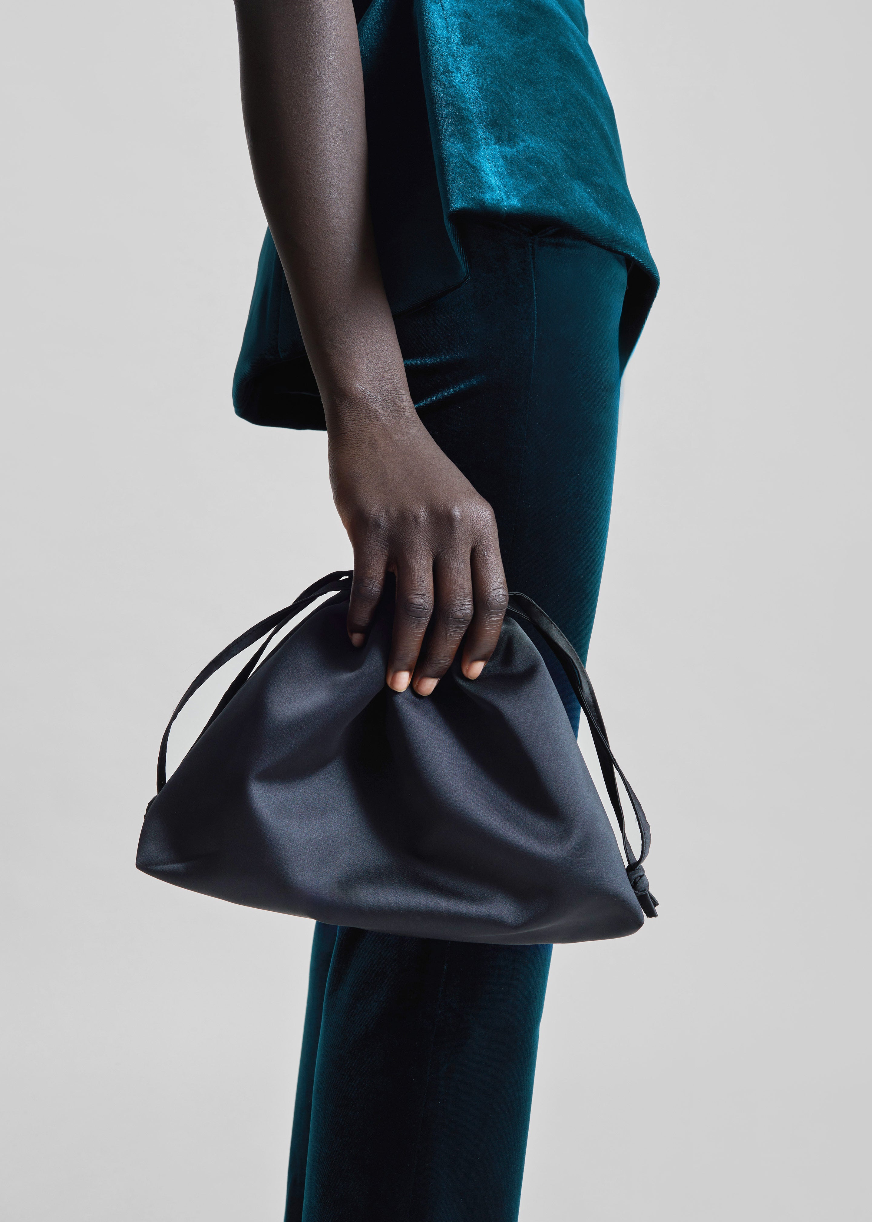 Morgan Satin Small Pouch - Black - 7