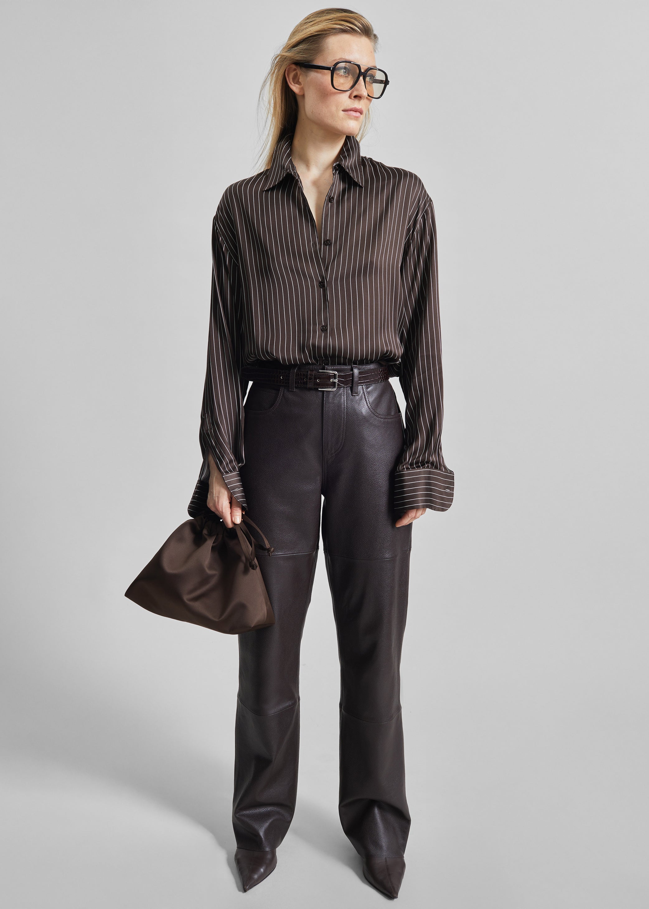Shop the look image for Morgan Satin Small Pouch - Brown