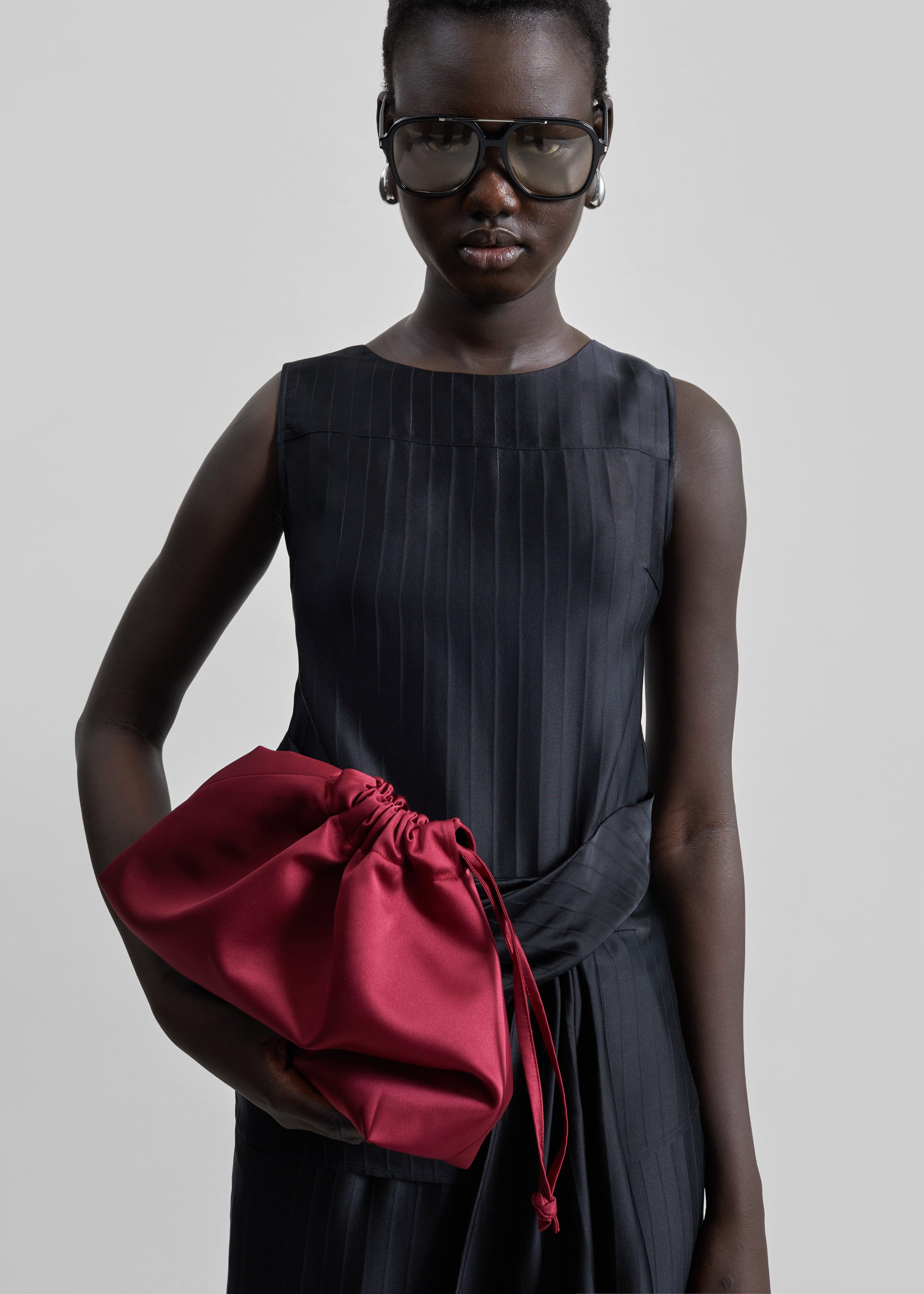 Morgan Satin Small Pouch - Burgundy – The Frankie Shop