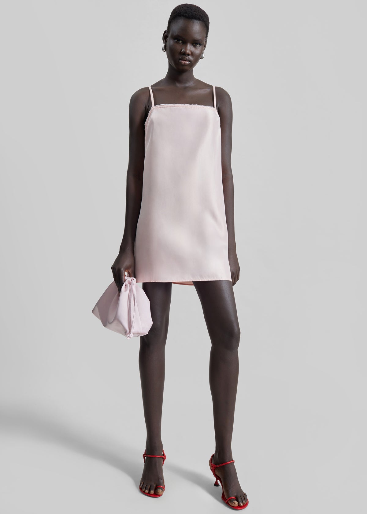 Morgan Satin Small Pouch - Faded Pink - 5