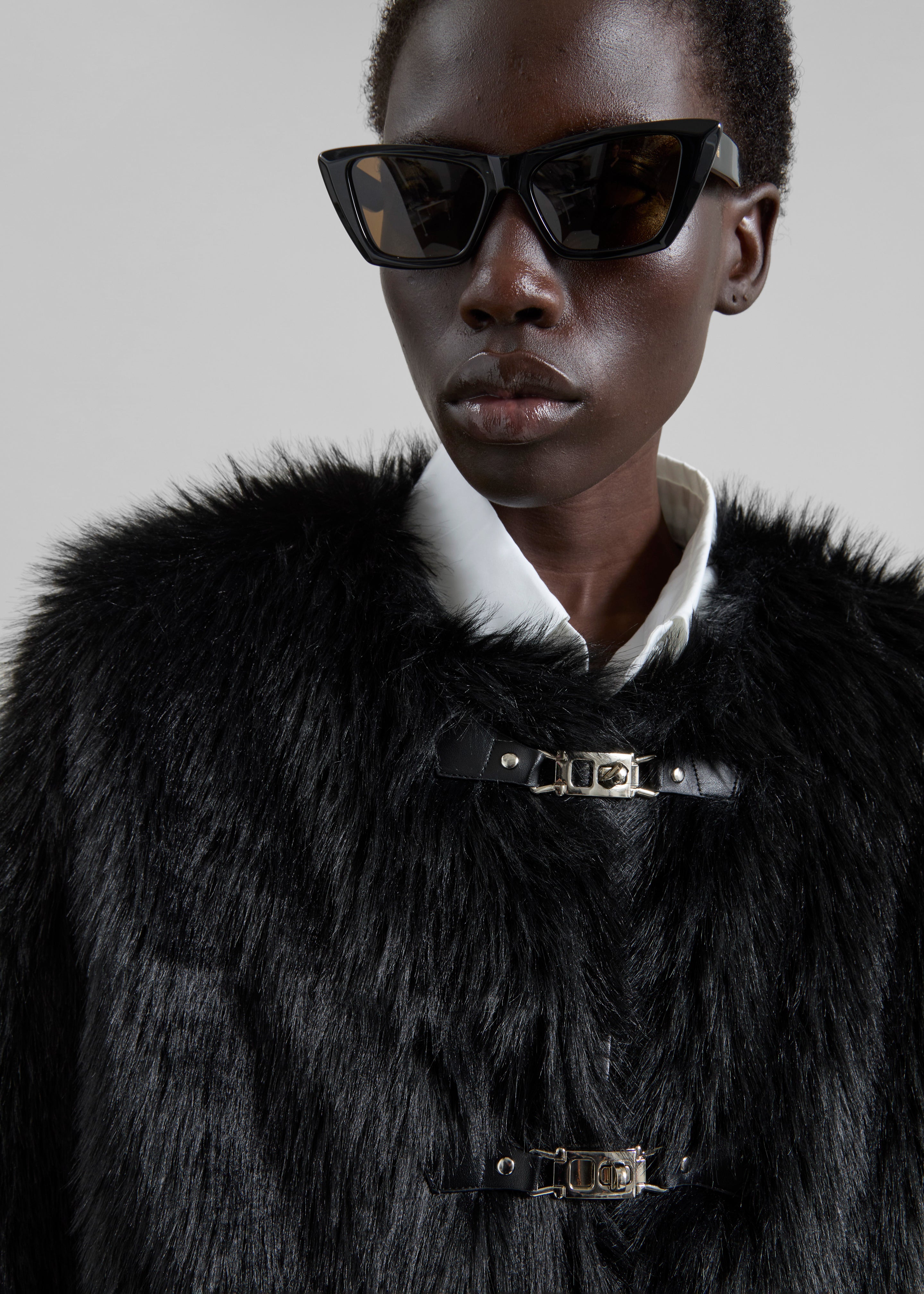 Moritz Faux Fur Buckle Jacket - Black - 6