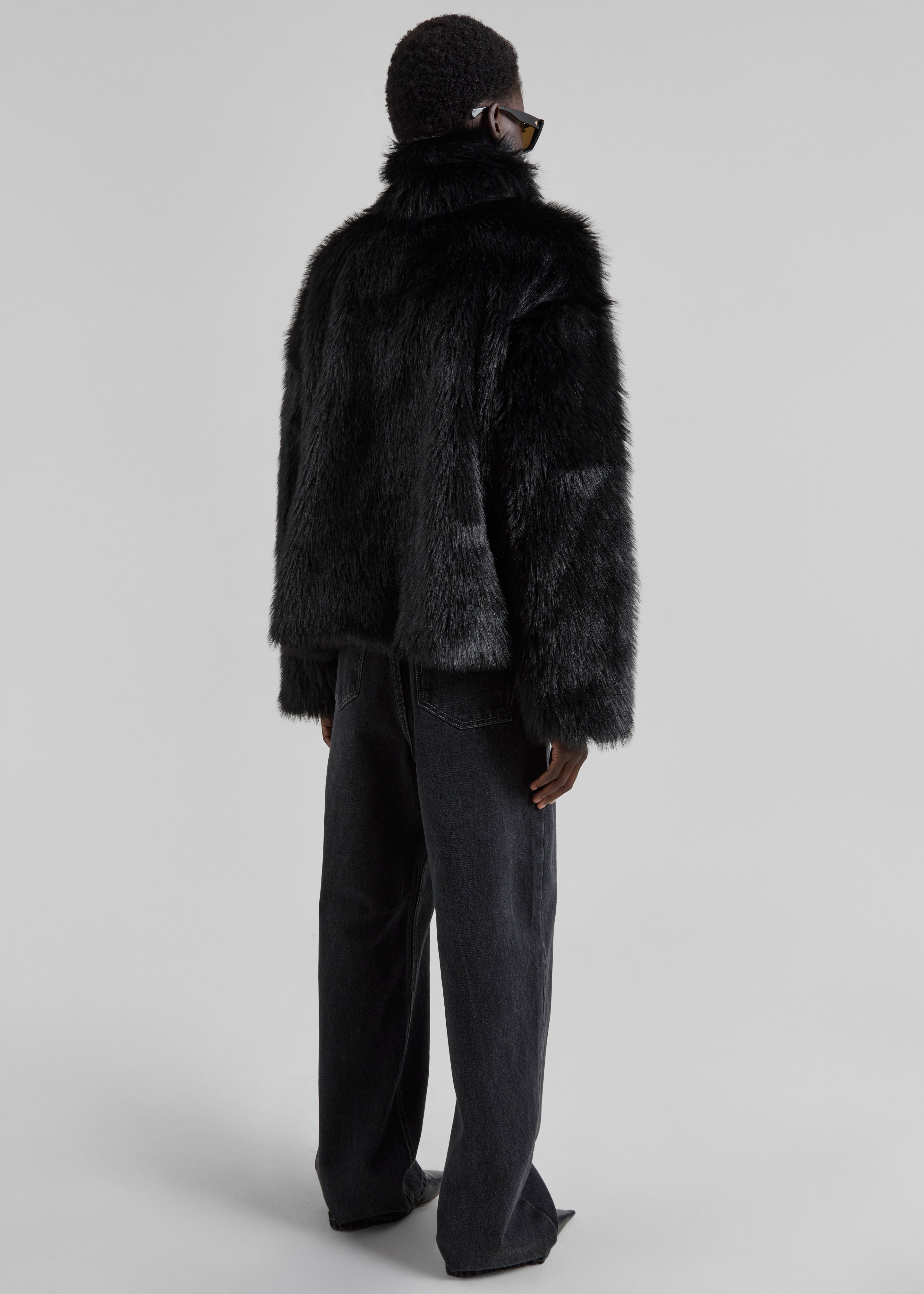 Moritz Faux Fur Buckle Jacket - Black – The Frankie Shop