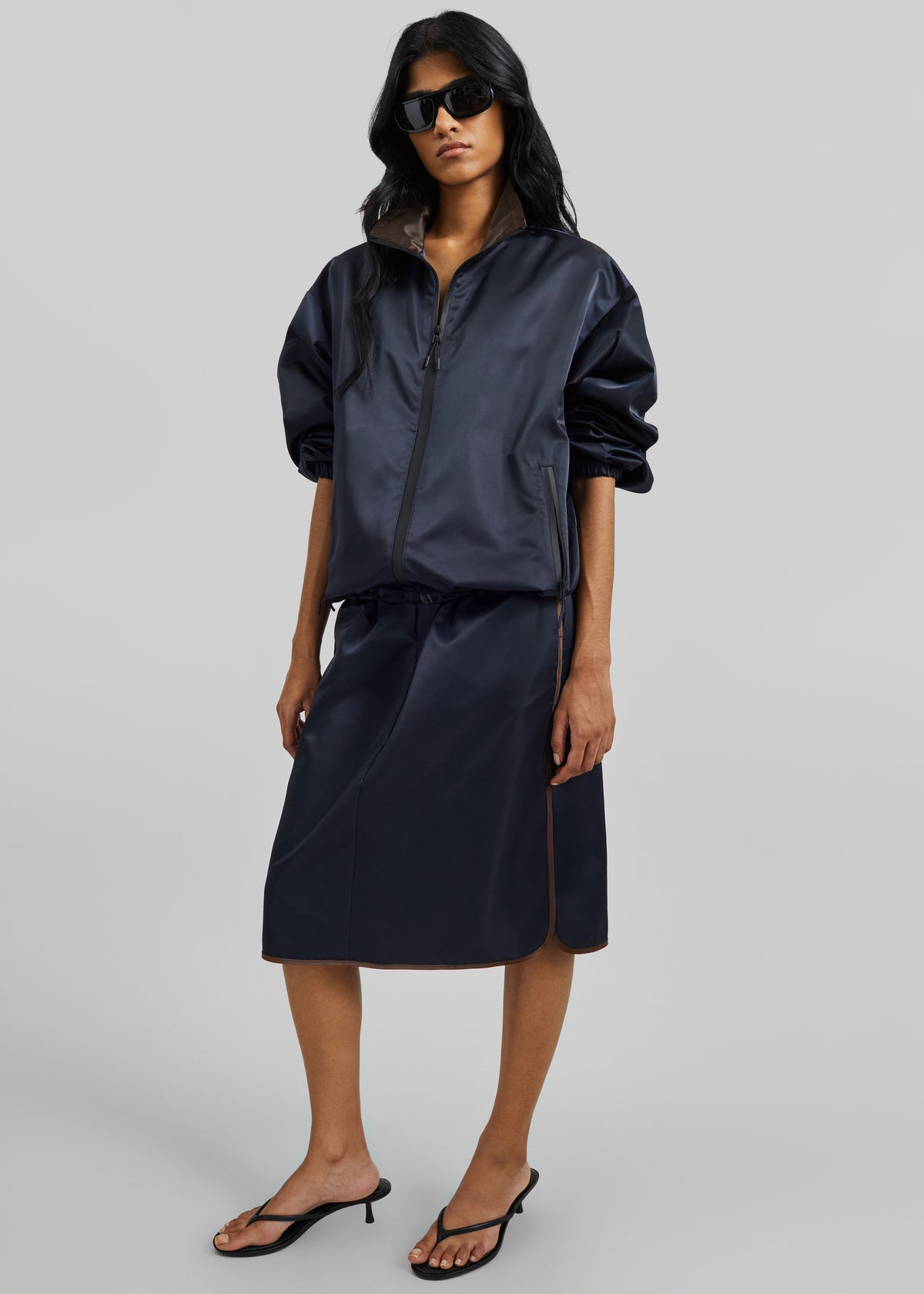 Munich Contrast Collar Zip-Up Jacket - Navy - 5