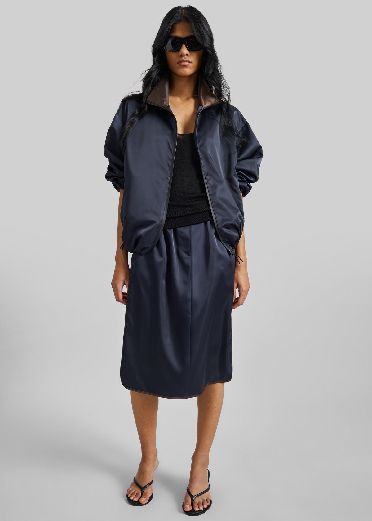 Munich Contrast Collar Zip-Up Jacket - Navy - 3