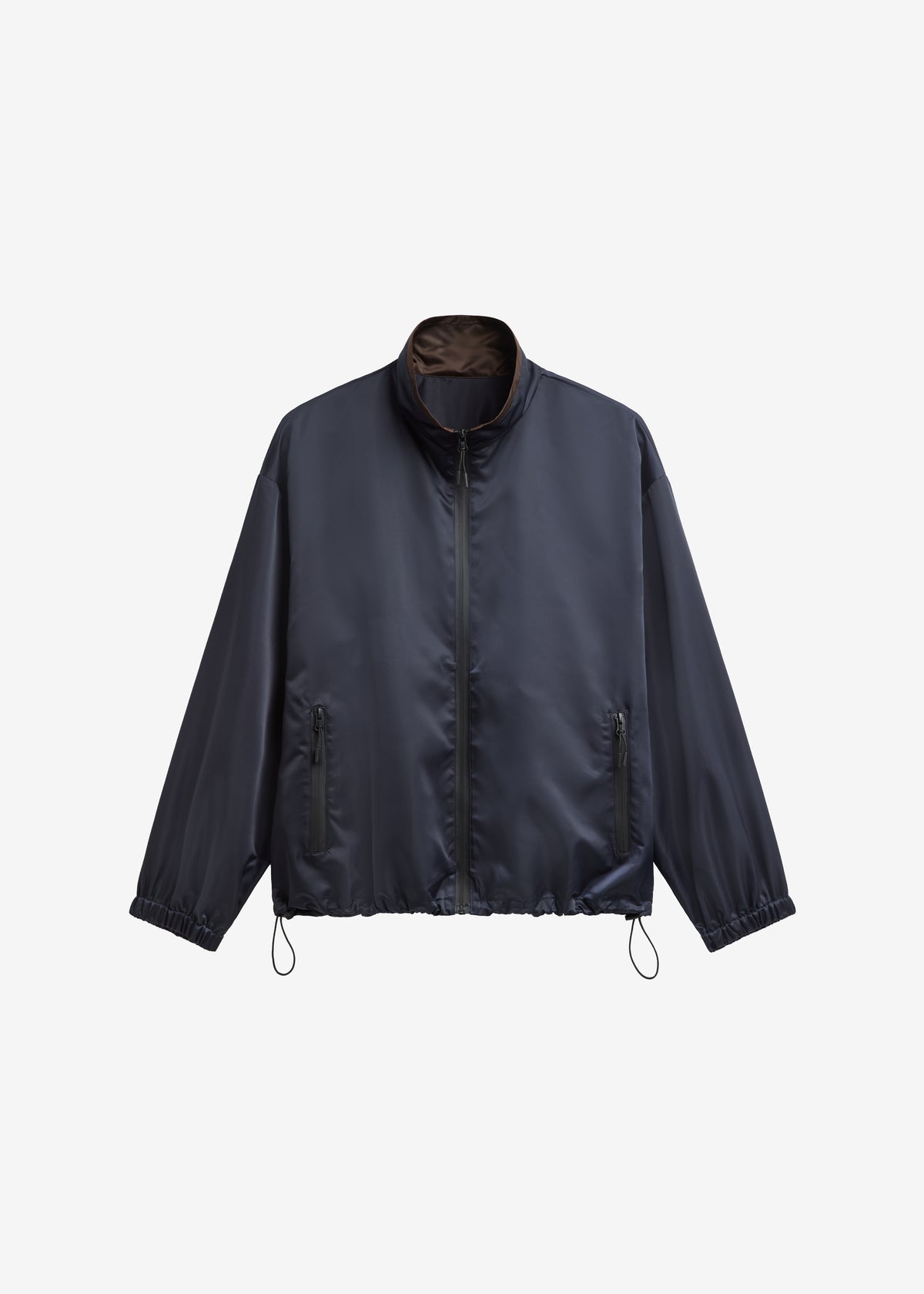Munich Contrast Collar Zip-Up Jacket - Navy - 9