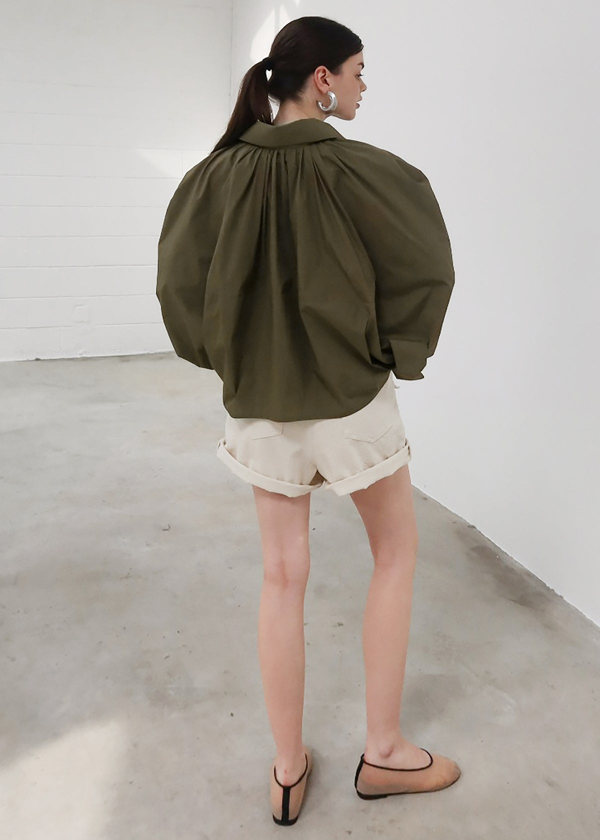 Murray Batwing Sleeve Balloon Jacket - Olive Brown - 10