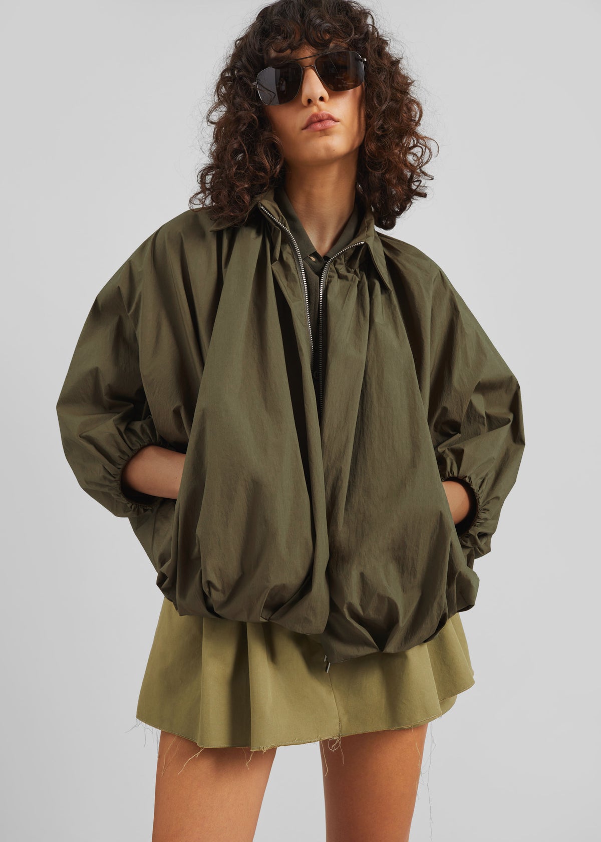 Murray Batwing Sleeve Balloon Jacket - Olive Brown