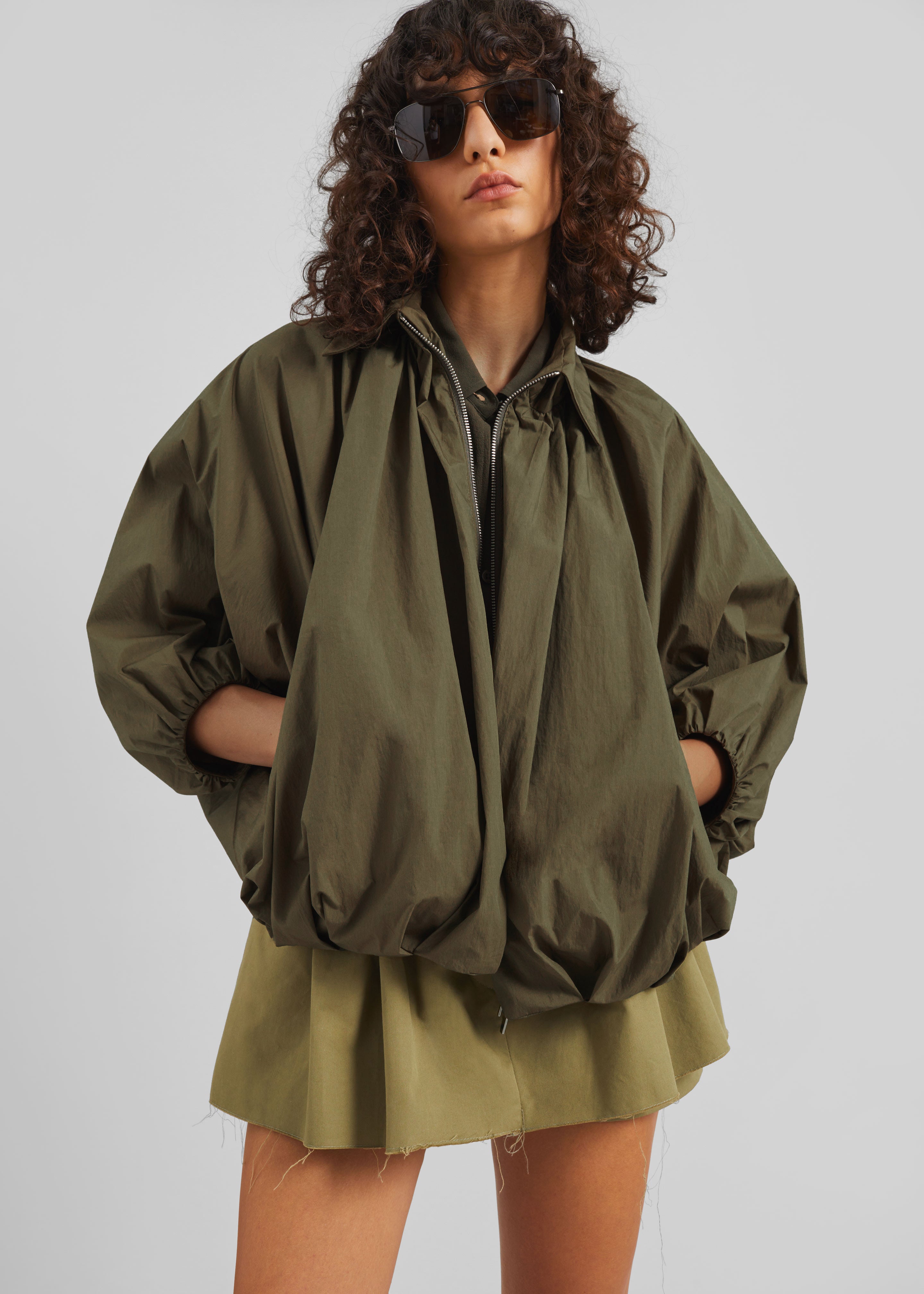 Murray Batwing Sleeve Balloon Jacket - Olive Brown - 5