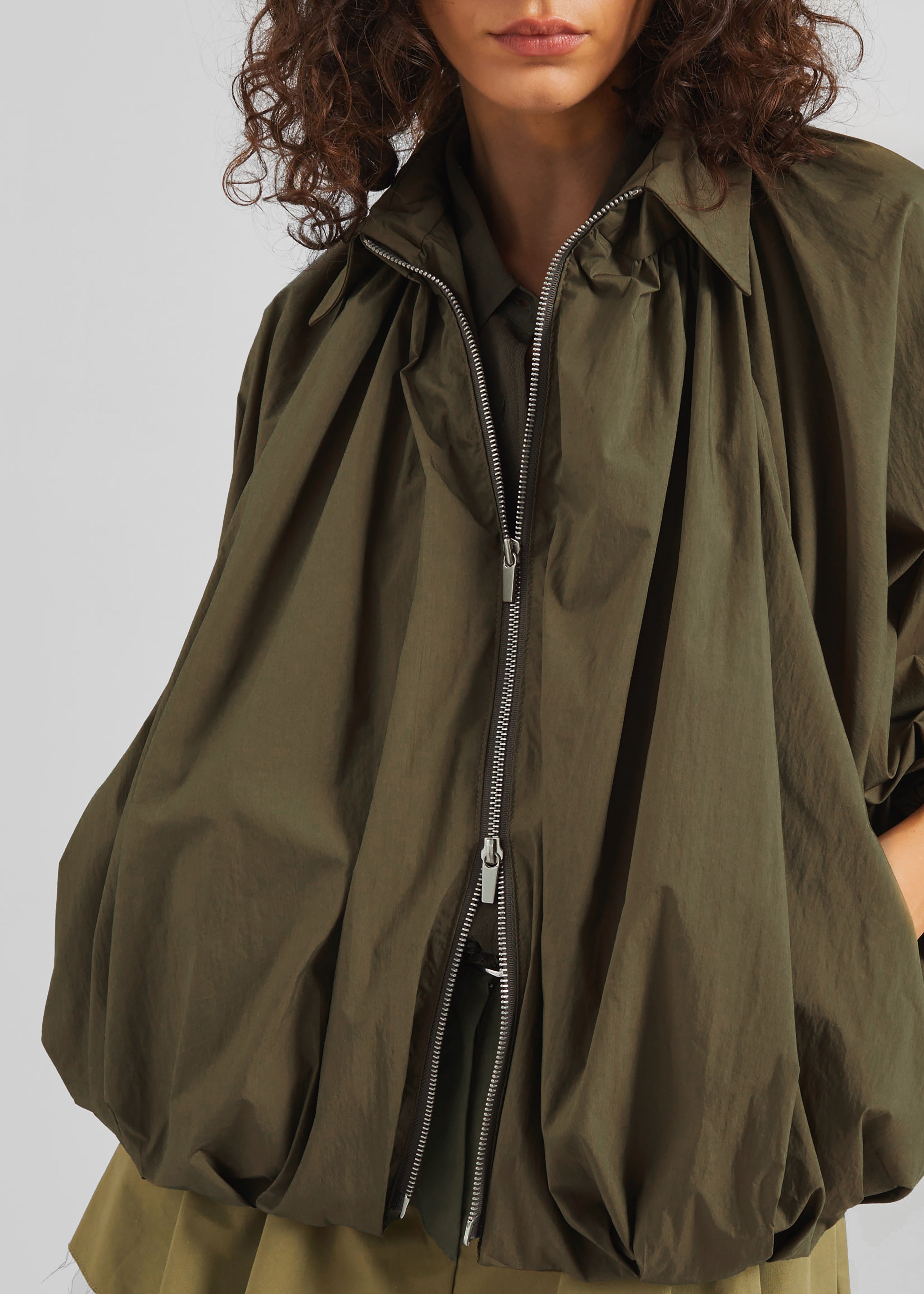Murray Batwing Sleeve Balloon Jacket - Olive Brown - 8