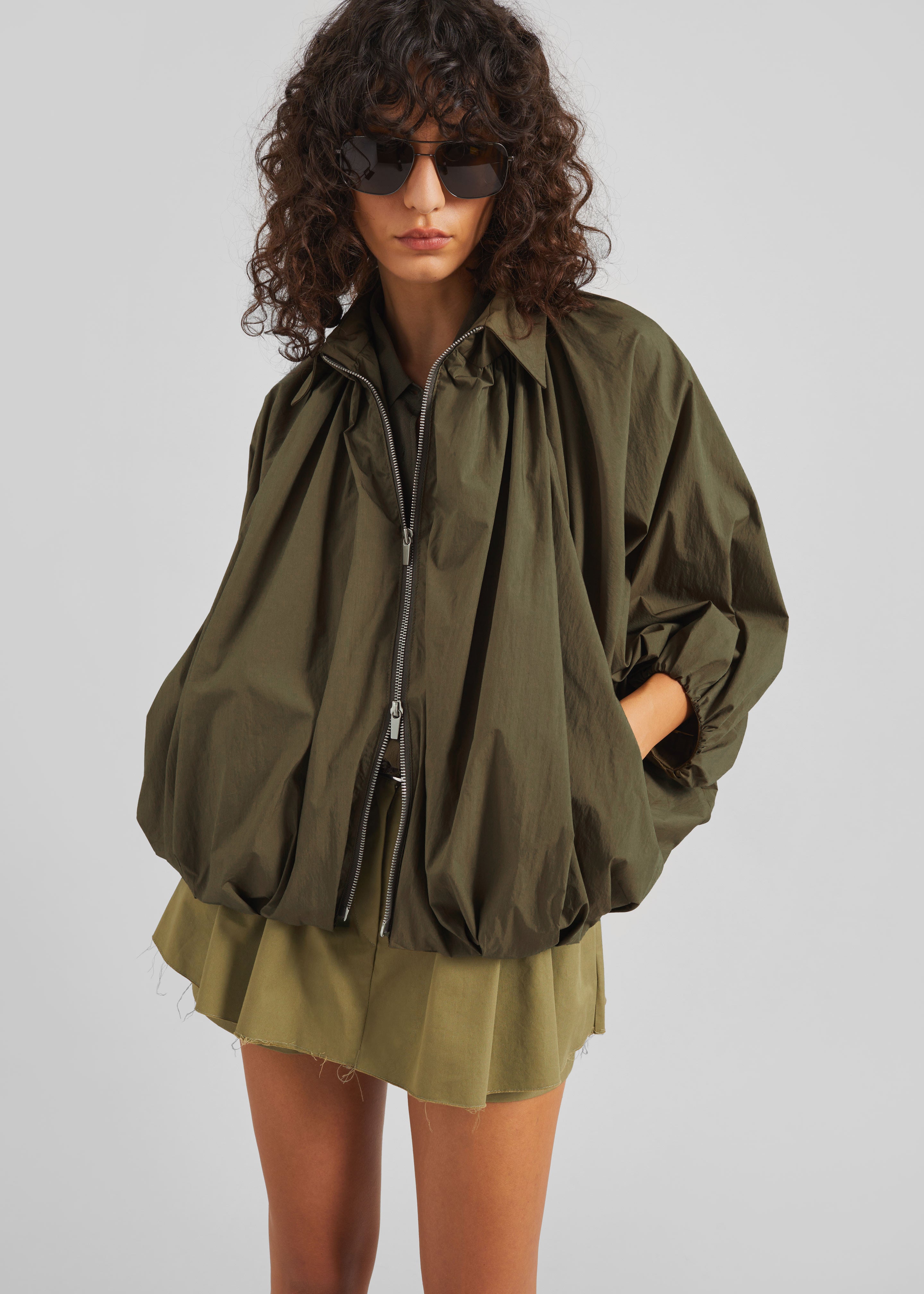 Murray Batwing Sleeve Balloon Jacket - Olive Brown - 7