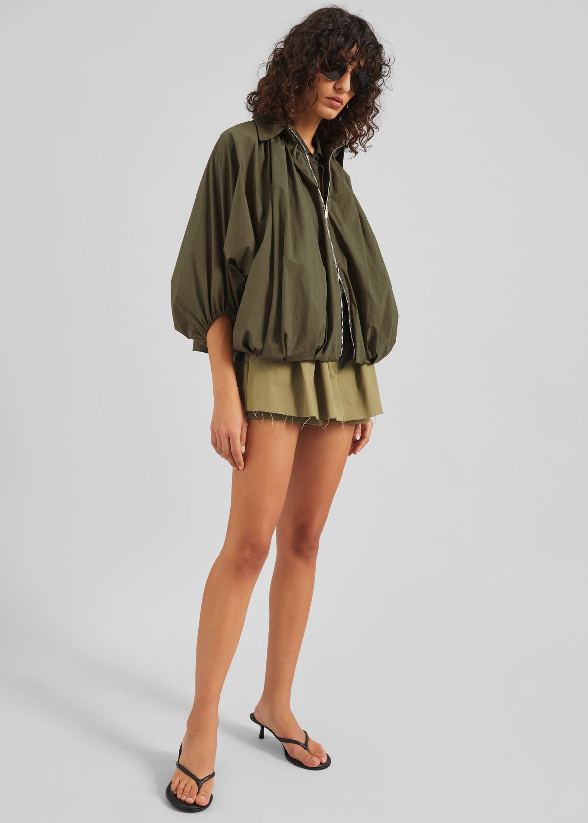 Murray Batwing Sleeve Balloon Jacket - Olive Brown - 4
